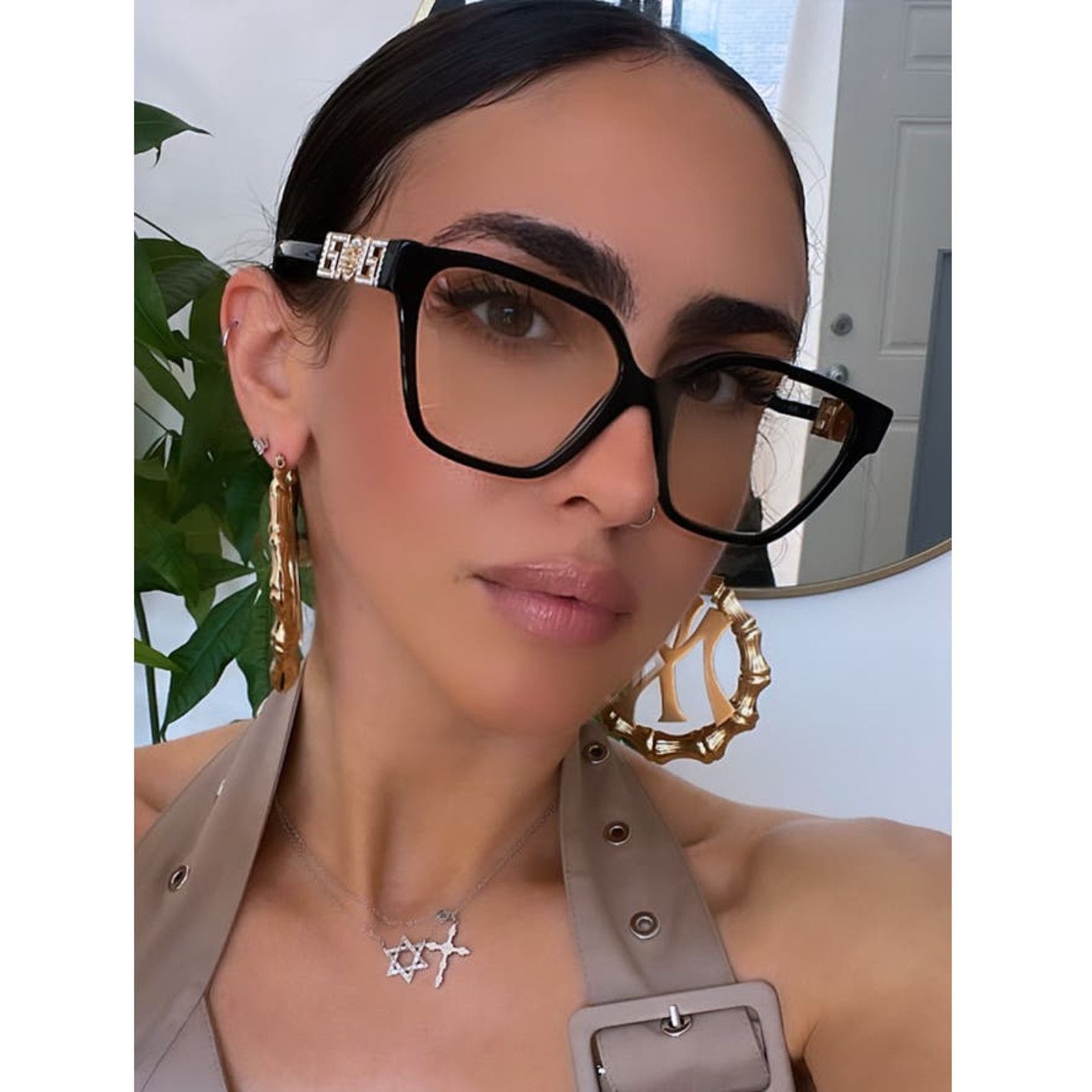 Versace NEW Versace VE3358-B Black Crystal Strass Oversized Frames Size ONE SIZE - 1 Thumbnail