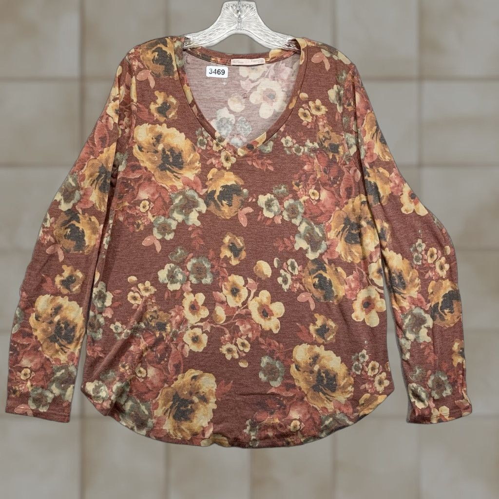 Vintage Femme By Tresics Floral Blouse Long Sleeve T Shirt Soft Stretch Large EUC Size L / US 10 / IT 46 - 1 Thumbnail