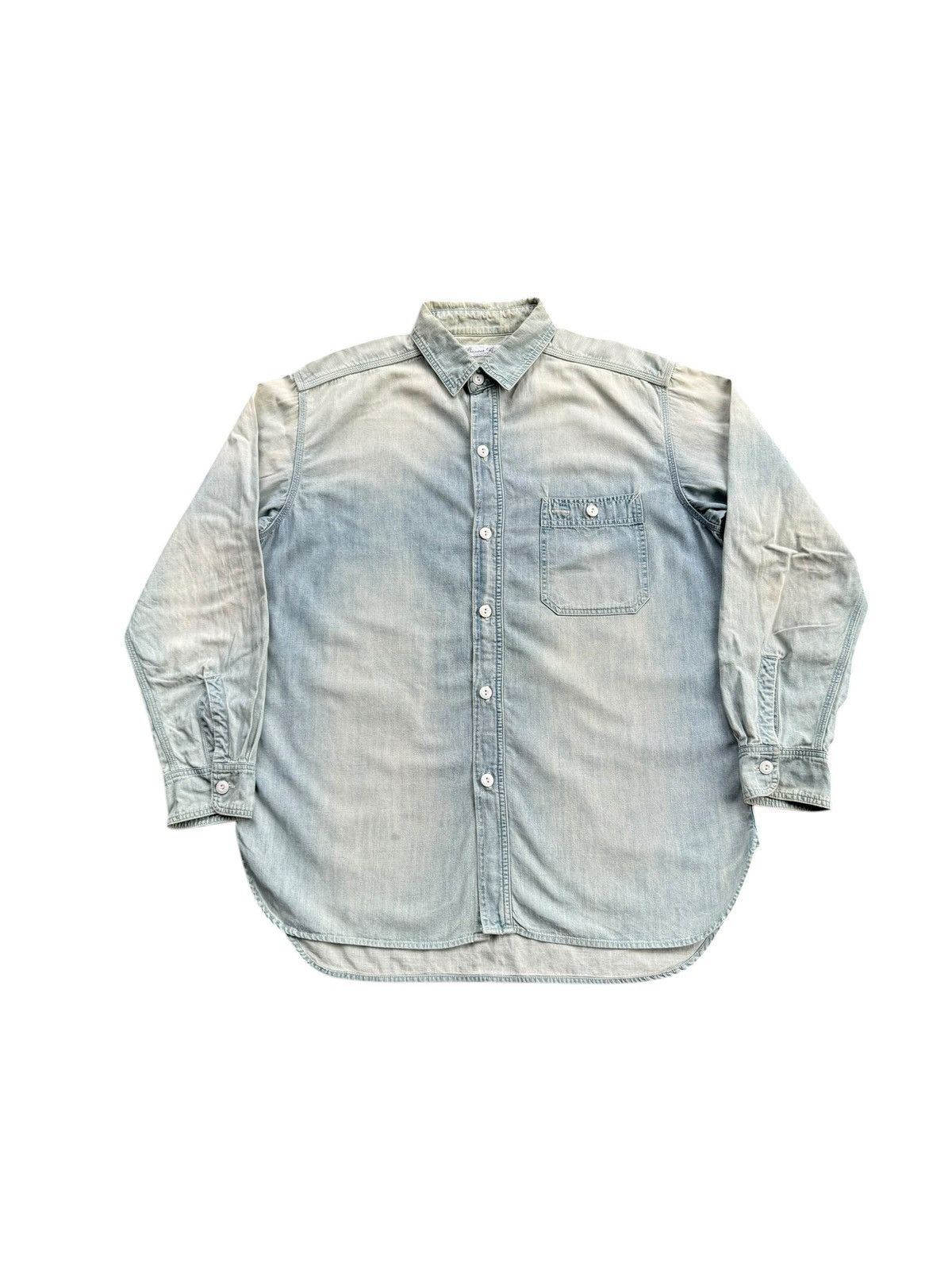 Japanese Brand Banner Barrett Faded Denim Shirt Size US L / EU 52-54 / 3 - 1 Thumbnail