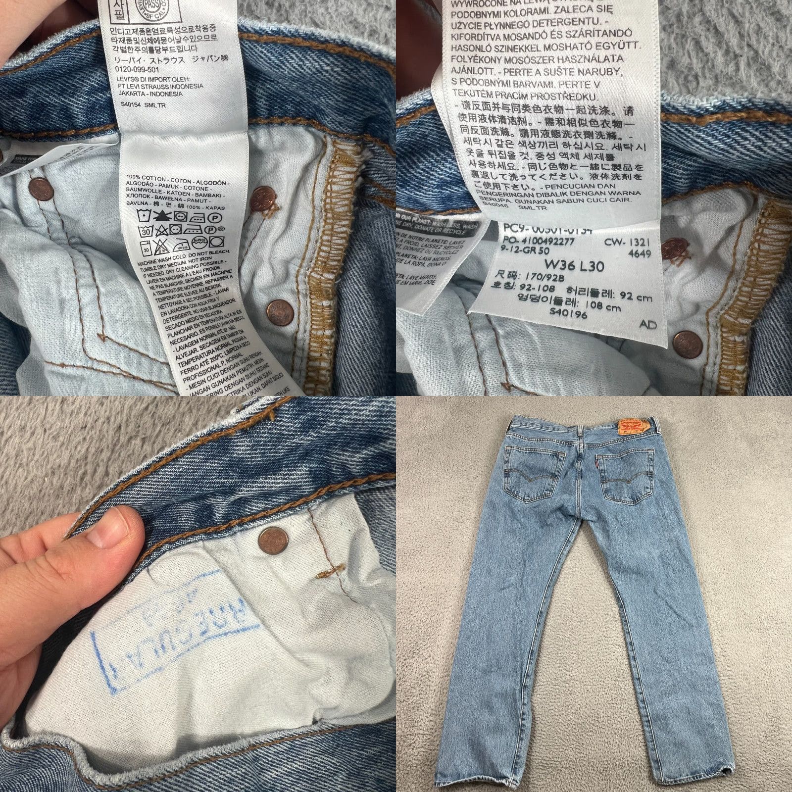 Levi's VINTAGE Levi's 501 Jeans Men's 36x30 Light Wash Denim Straight Leg Distressed Retro Size US 36 / EU 52 - 8 Thumbnail