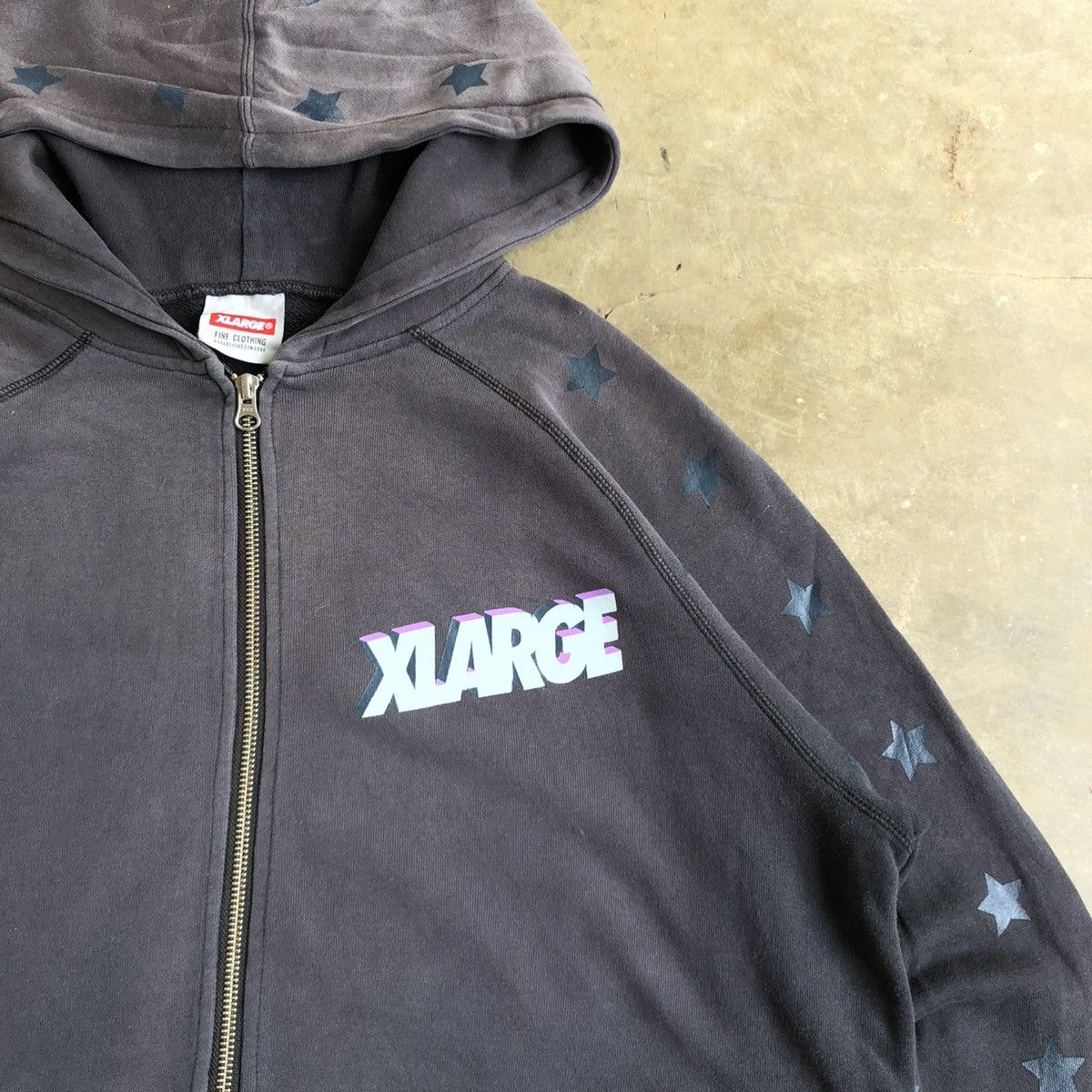 Japanese Brand Vintage Trashed Xlarge Stars Logo Ziphoodie Y2k Black Size US XL / EU 56 / 4 - 6 Thumbnail