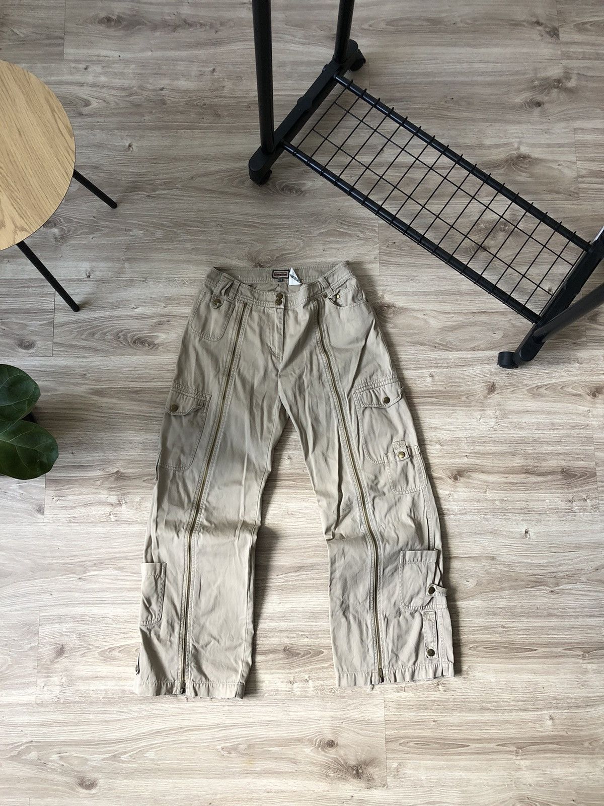 【archive】y2k bondage wide cargo pants Vintage Tripp NYC Wide Leg Black Bondage Pants Sz M Goth