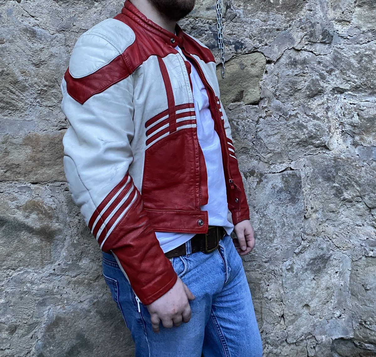 Vintage Rare 80s Sport Distressed Leather Racing Cafe Racer Jacket Size US M / EU 48-50 / 2 - 1 Thumbnail