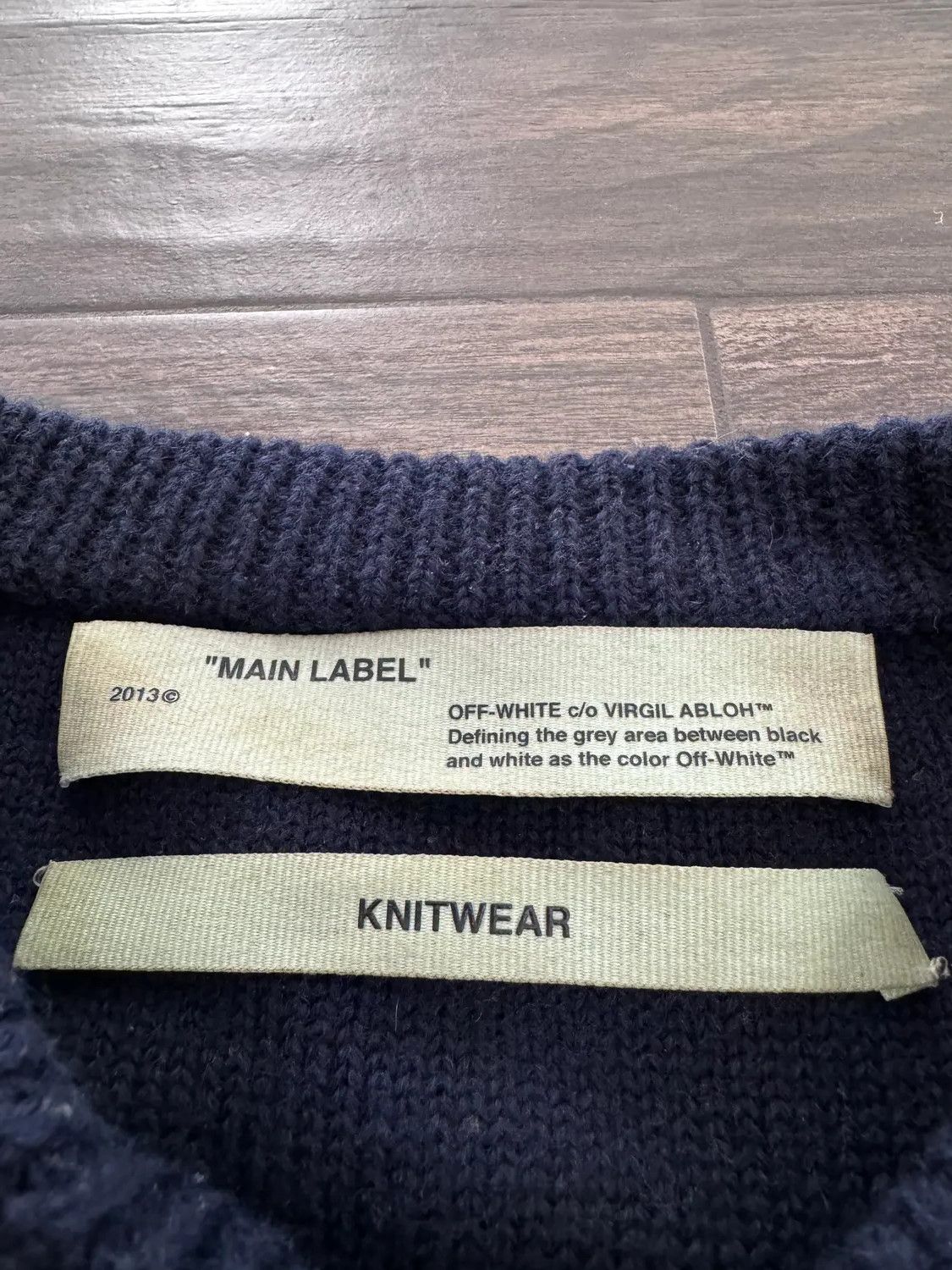 Off-White Off-White Distressed Intarsia Logo Wool Sweater Size US M / EU 48-50 / 2 - 12 Thumbnail