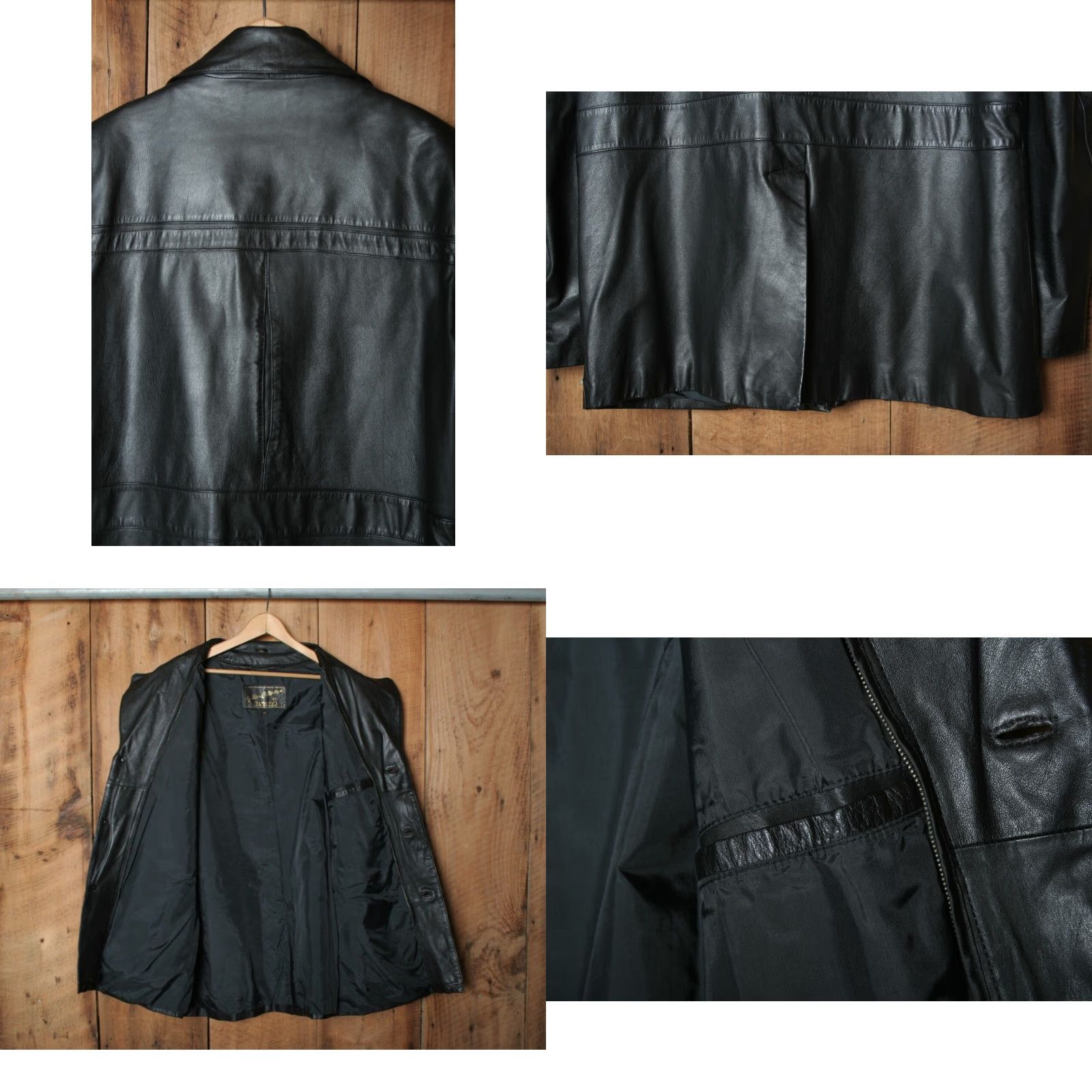 Vintage VINTAGE Raffaelo Leather 3-Button Jacket Car Coat Men Sz. 44 Black Gold Collection by Raffaelo Mens Jacket Size US S / EU 44-46 / 1 - 8 Thumbnail