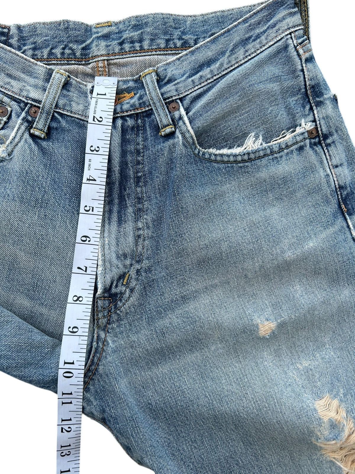 Kapital VINTAGE EDWIN 505X SELVEDGE DISTRESSED DENIM JEANS Size US 29 - 20 Thumbnail