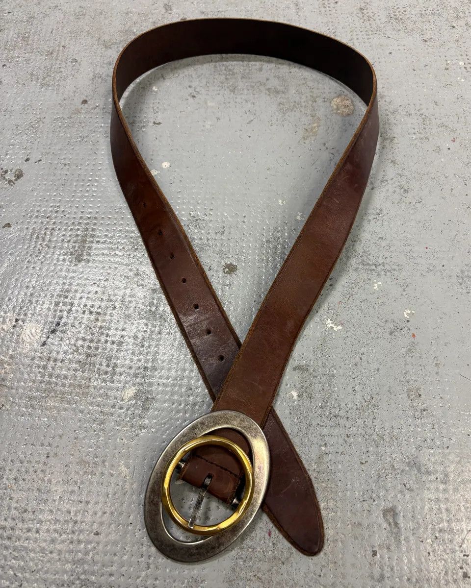 Dolce & Gabbana 2000s Dolce & Gabbana Brown Leather Oval Buckle Belt Size ONE SIZE - 1 Thumbnail