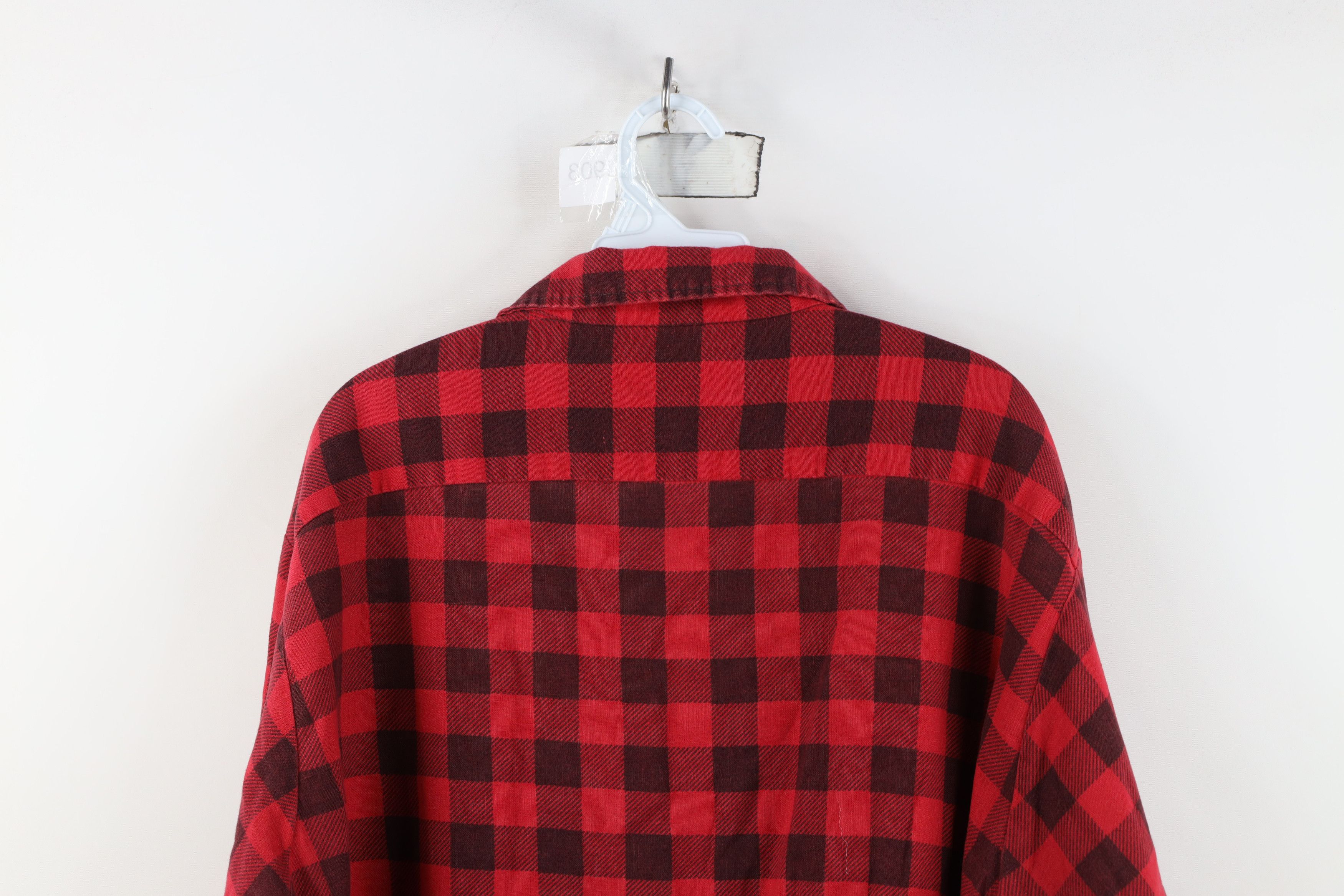Vintage Vintage 70s Streetwear Flannel Collared Button Shirt Red Size US XL / EU 56 / 4 - 13 Thumbnail