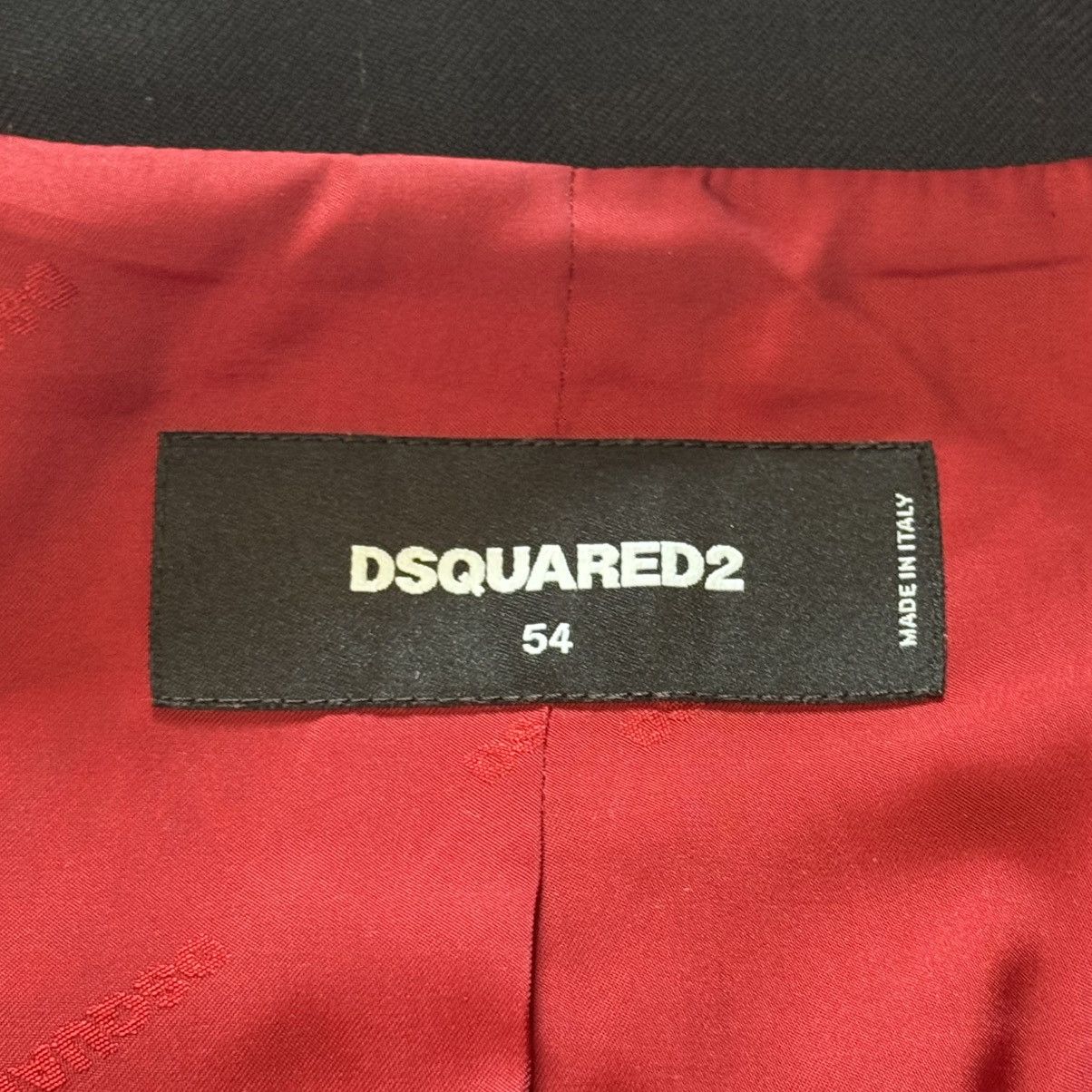 Dsquared2 Dsquared2 Men's Black Wool Biker Blazer Jacket Size:IT-54 Size US L / EU 52-54 / 3 - 7 Thumbnail