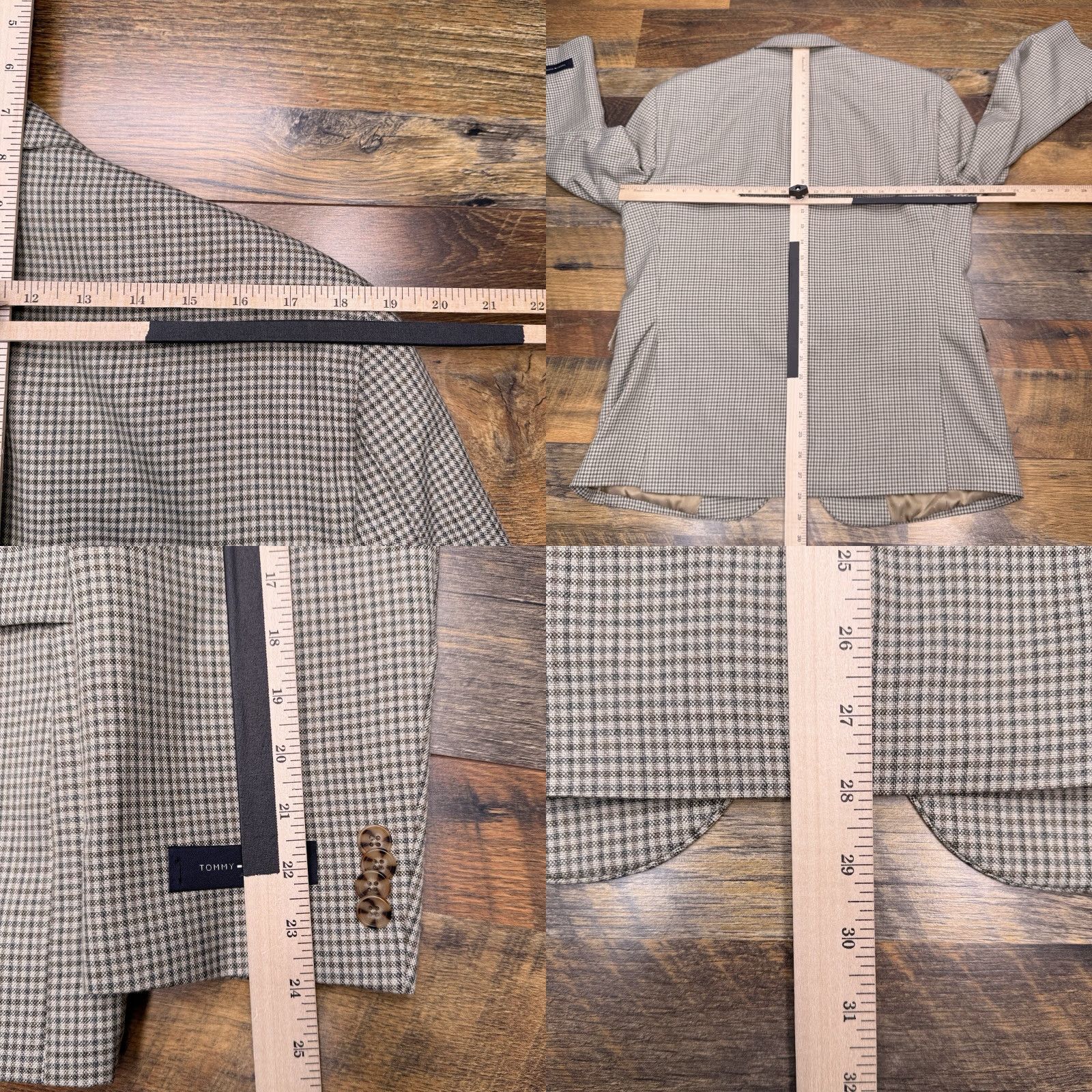 Tommy Hilfiger Tommy Hilfiger Sport Coat Blazer 42 Short Plaid Gray Mens Regular - Notch Lapel, Double-Vented, Two-Button Front, Inner Pockets, Dry Clean, New Size US 42 / EU 58 - 9 Thumbnail