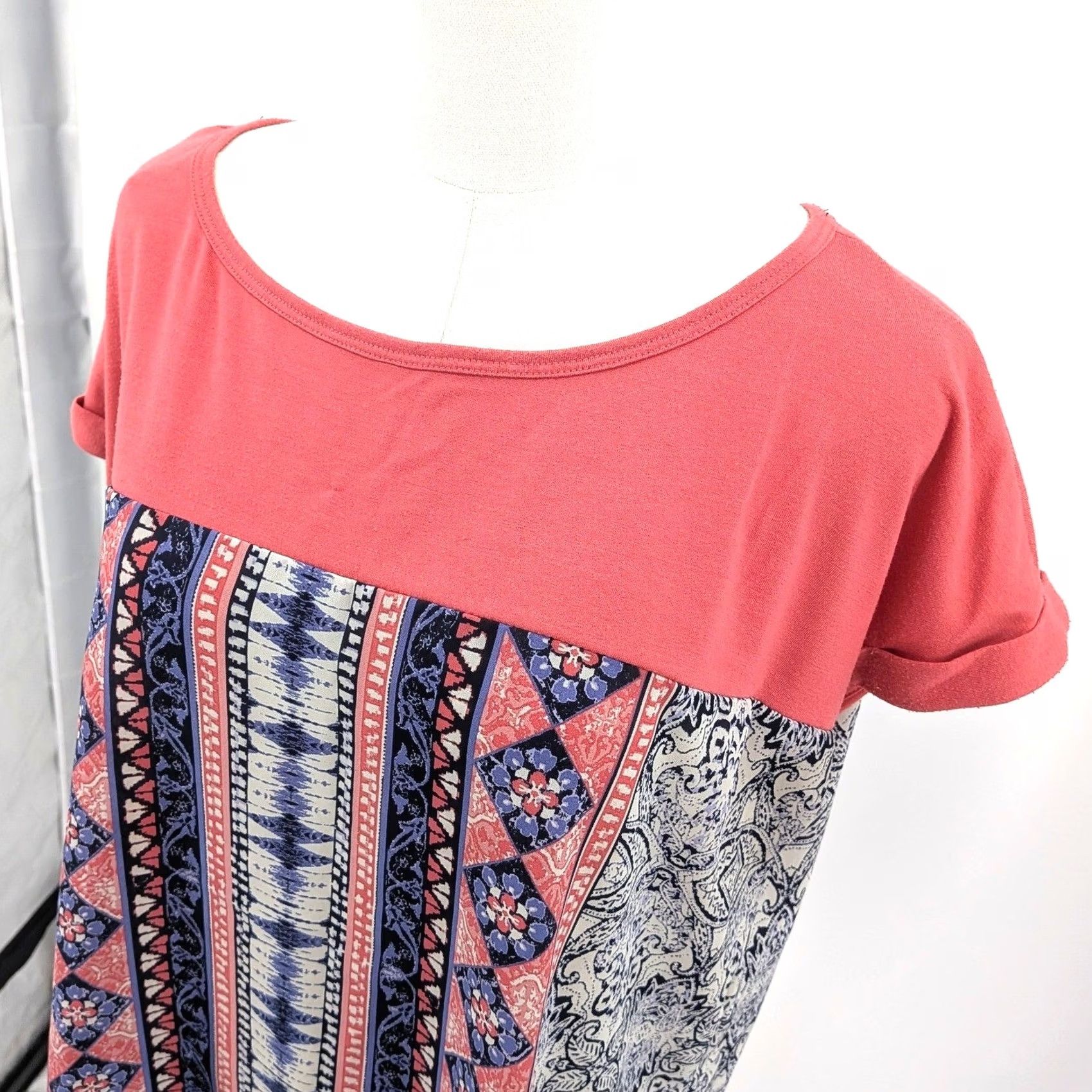 Vintage Boho Coral Blouse - Lightweight Top Size XL / US 12-14 / IT 48-50 - 5 Thumbnail