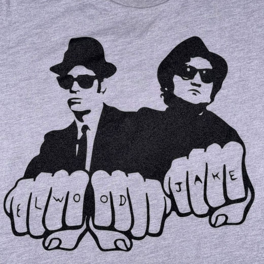 Elwood Blues Brothers Shirt Adult LARGE Gray House Blues Music Jake Elwood Belushi Slim Size US L / EU 52-54 / 3 - 2 Thumbnail