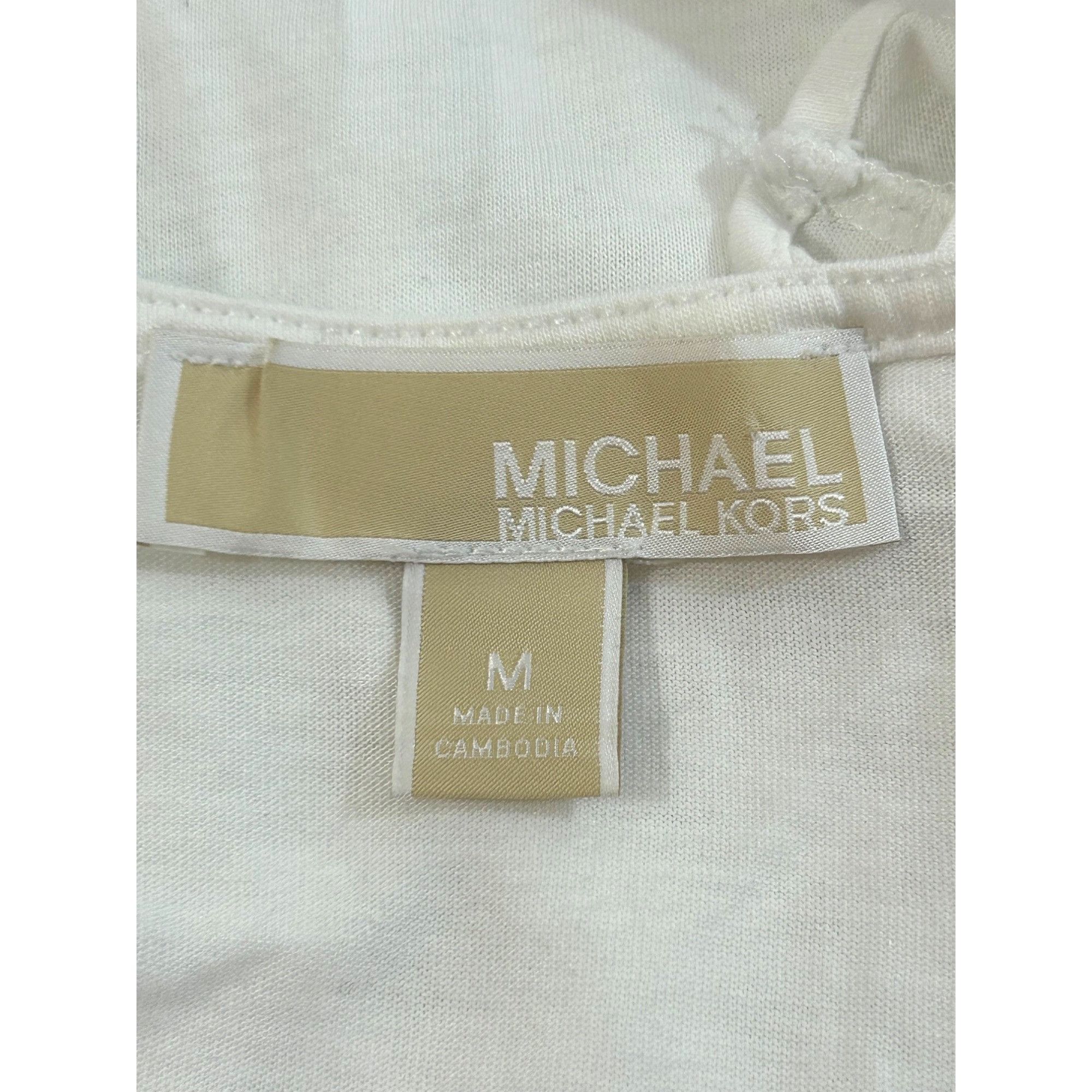 Michael Kors Michael Kors Women’s Top M White Short Sleeve Cold Shoulder Size M / US 6-8 / IT 42-44 - 4 Thumbnail