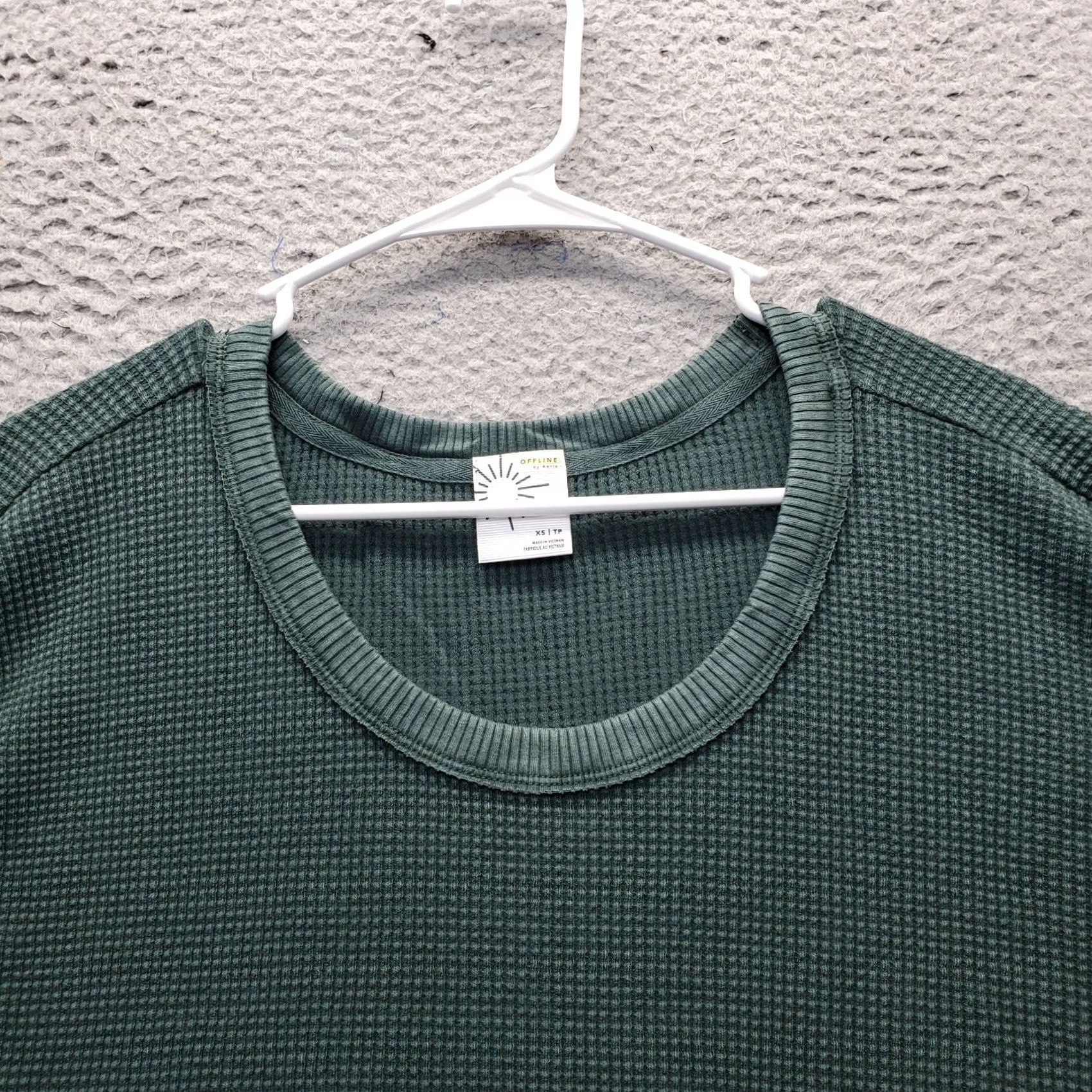 Vintage Offline by Aerie Womens XS Green Oversized T-Shirt Slit Round Neck Knit Casual Shirts Size XS / US 0-2 / IT 36-38 - 5 Thumbnail