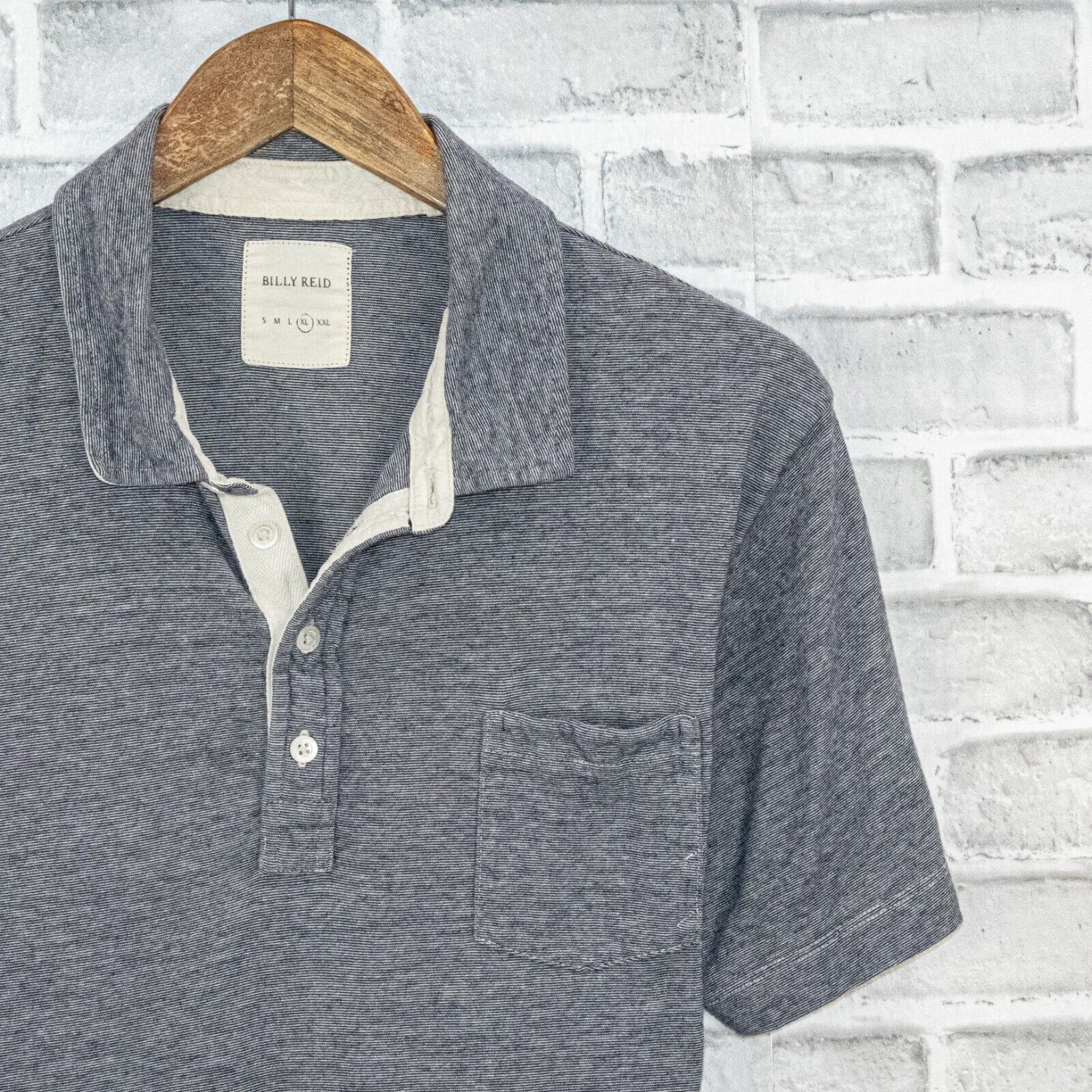 Billy Reid BILLY REID Men's Short Sleeve Polo Shirt Blue Stripe size XL Size US XL / EU 56 / 4 - 2 Thumbnail
