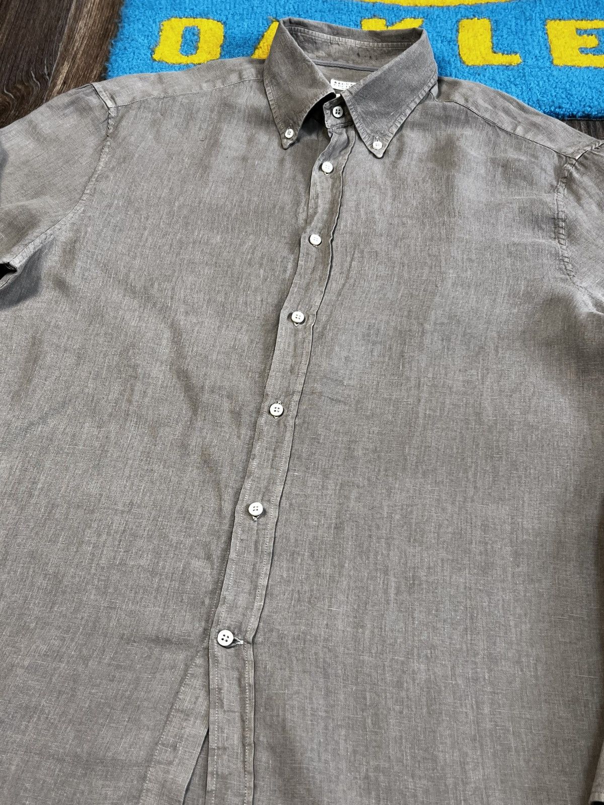 Brunello Cucinelli Brunello Cucinelli Linen Grey Buttons Up Long Sleeve Shirt Size US XL / EU 56 / 4 - 5 Thumbnail