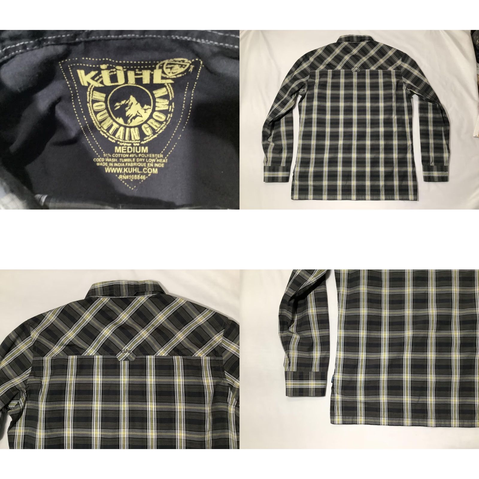 Vintage KÜHL Shirt Mens Medium Gray Black Plaid Long Sleeve Button Up Western Outdoor Size US M / EU 48-50 / 2 - 8 Thumbnail