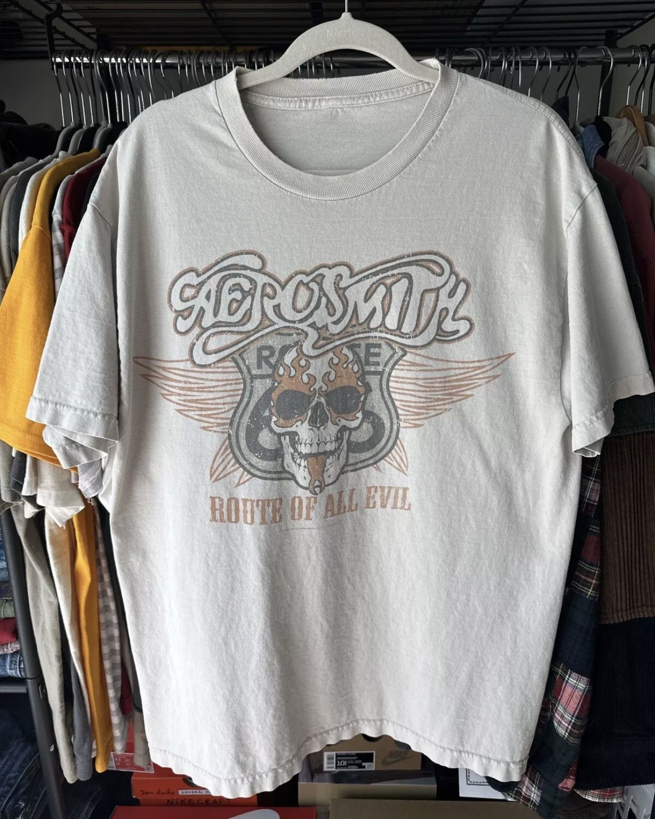 Aerosmith × Band Tees Aerosmith Y2K 2007 Route Of All Evil Band Concert Tour Shirt Size US L / EU 52-54 / 3 - 1 Thumbnail