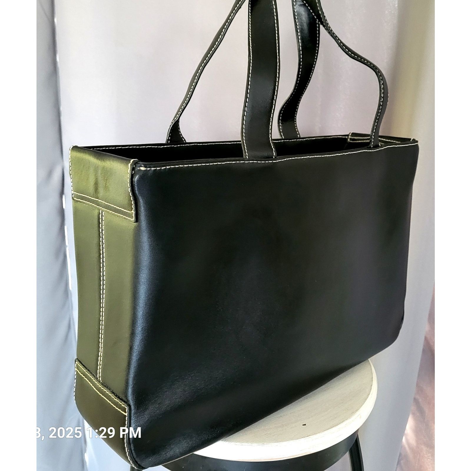 Other Leather Tote Briefcase Laptop Bag Women Black Size ONE SIZE - 4 Thumbnail