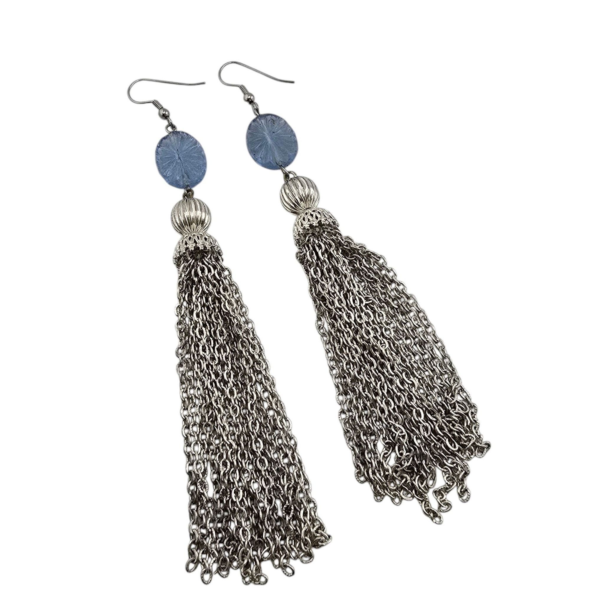 Vintage Vintage Molded Glass Tassel Pierced Earrings (A7422) Size ONE SIZE - 2 Thumbnail