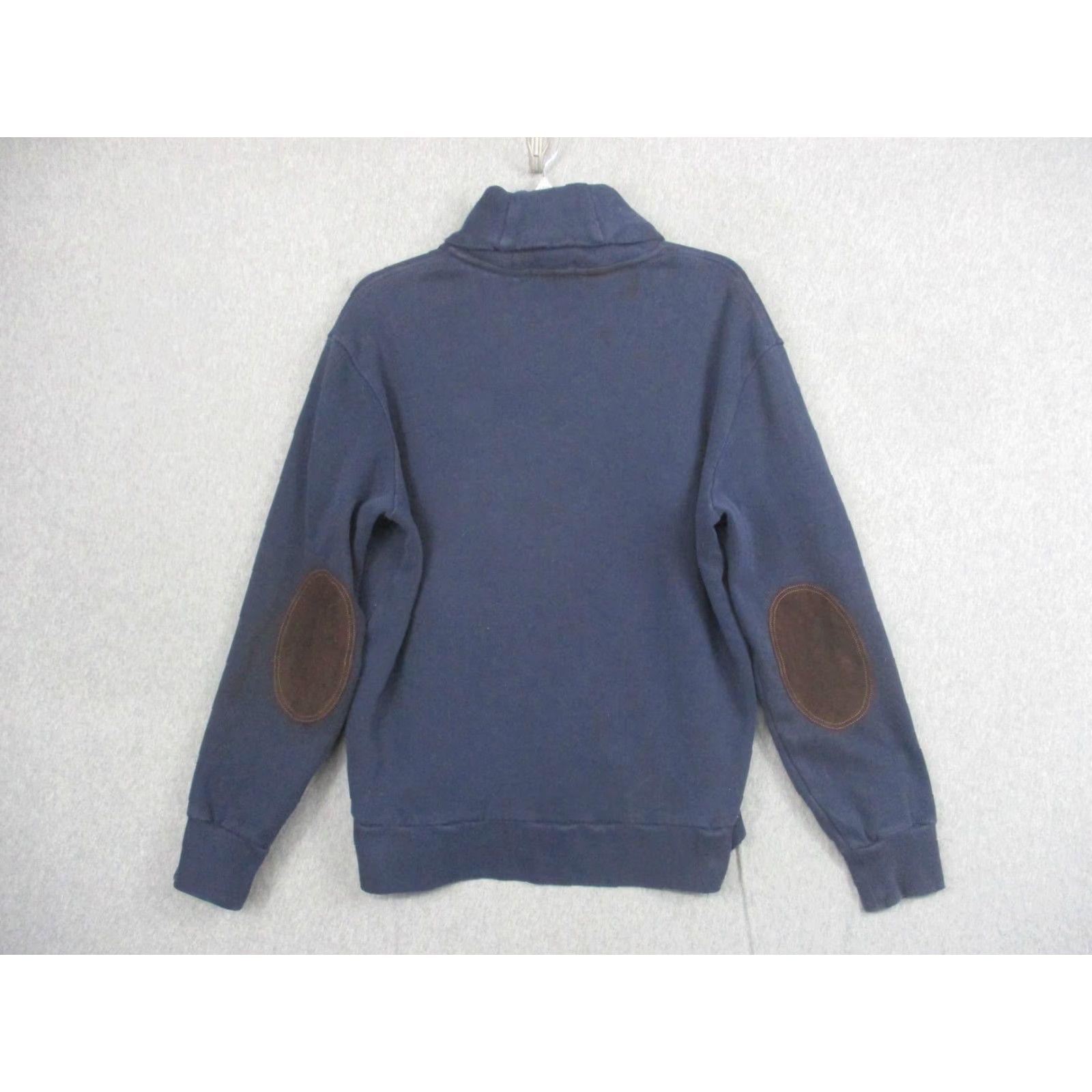 Polo Ralph Lauren VINTAGE Polo Ralph Lauren Sweatshirt Mens Large Navy Shawl Collar Elbow Patches Pullover Size US L / EU 52-54 / 3 - 7 Thumbnail