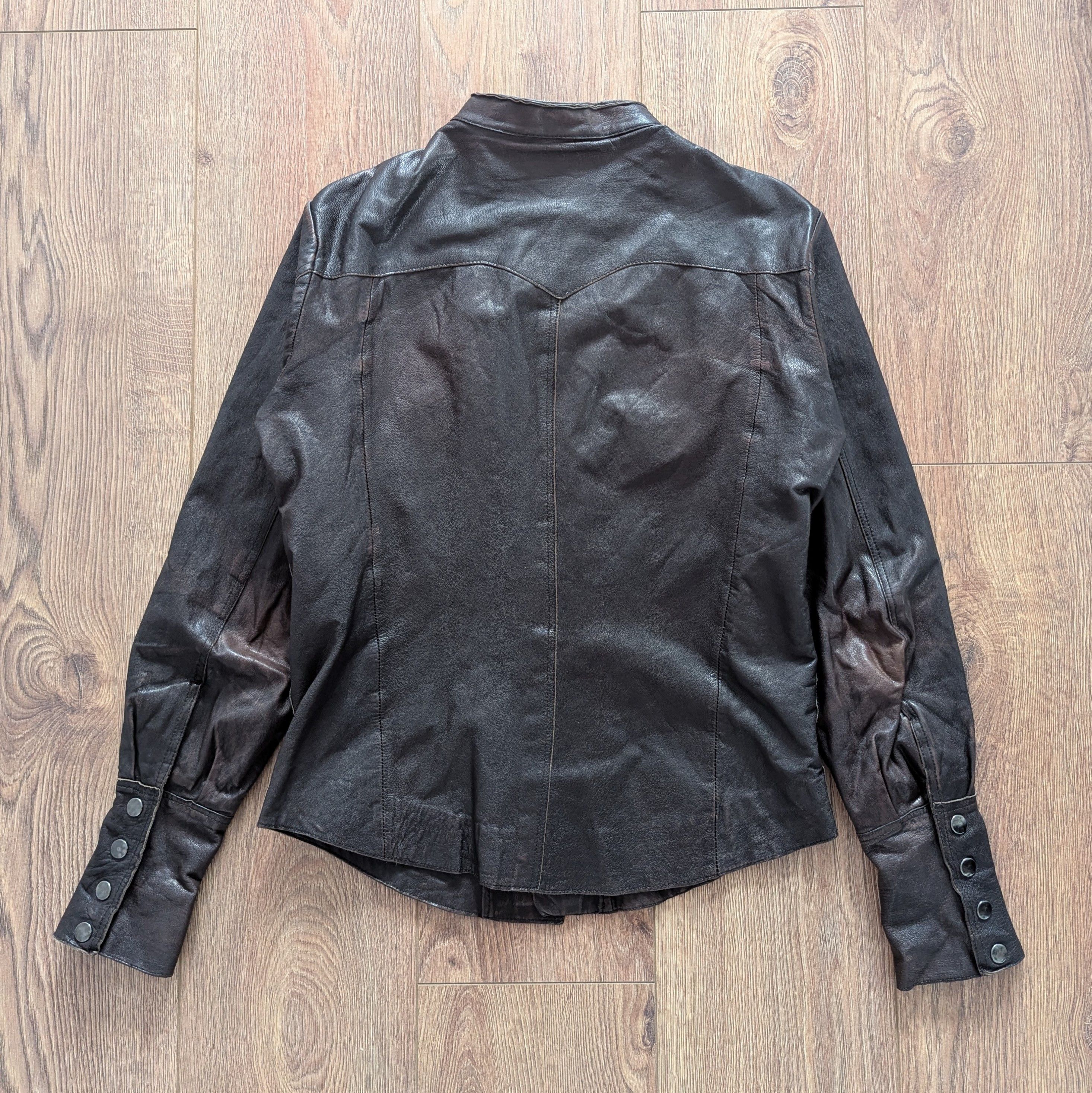 ALLSAINTS Rock Shirt Leather Clothing Slim Fit Dark Brown