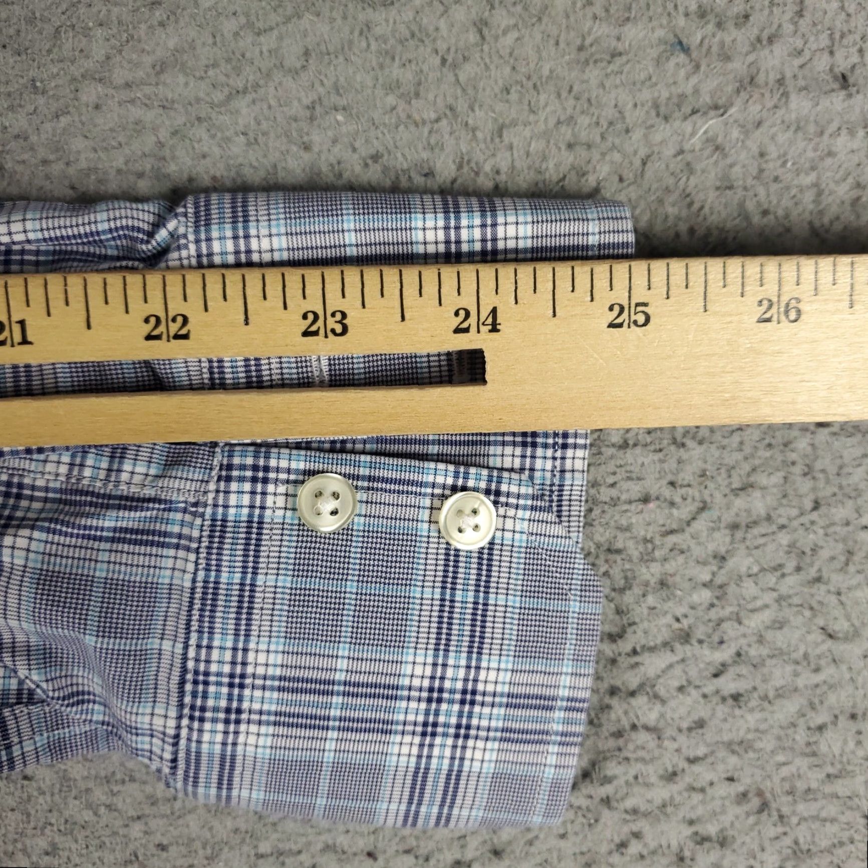 Pinko VINTAGE Thomas Pink Dress Shirt Men Size 15 Blue Plaid Long Sleeve Business Casual Formal Size 40R - 6 Thumbnail