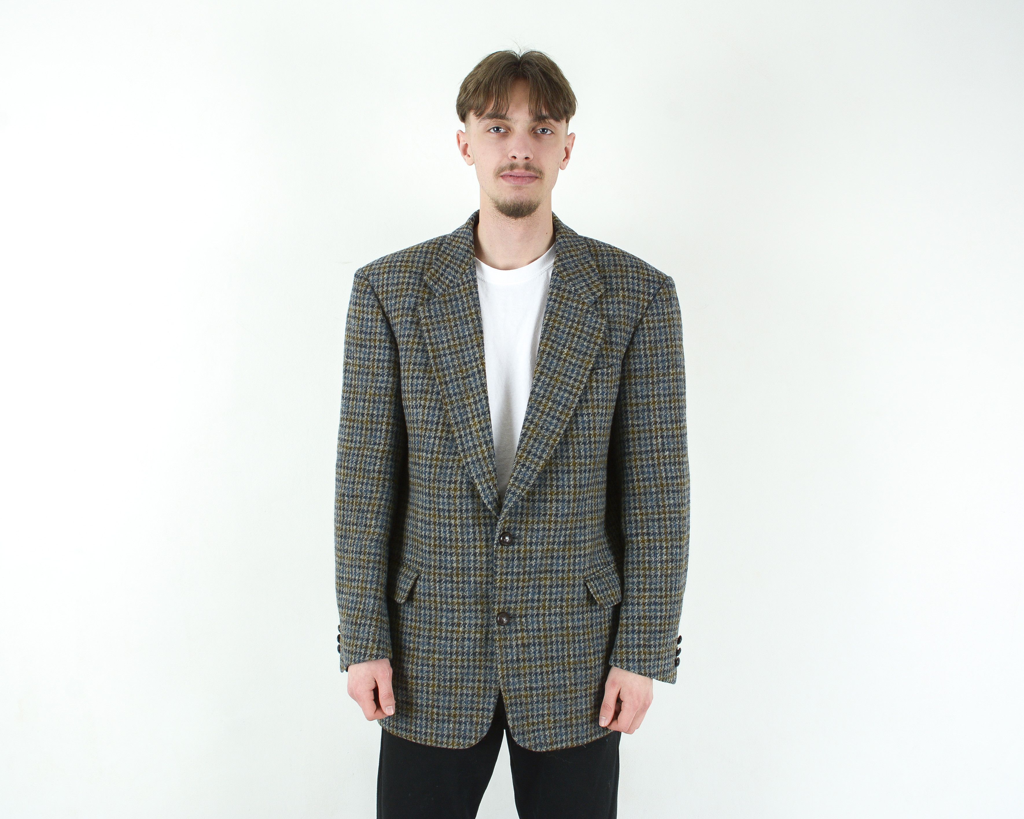 Harris Tweed Blazer Uk 40 Us Jacket Wool Coat Houndstooth Suit M Formal Size 40R - 1 Thumbnail