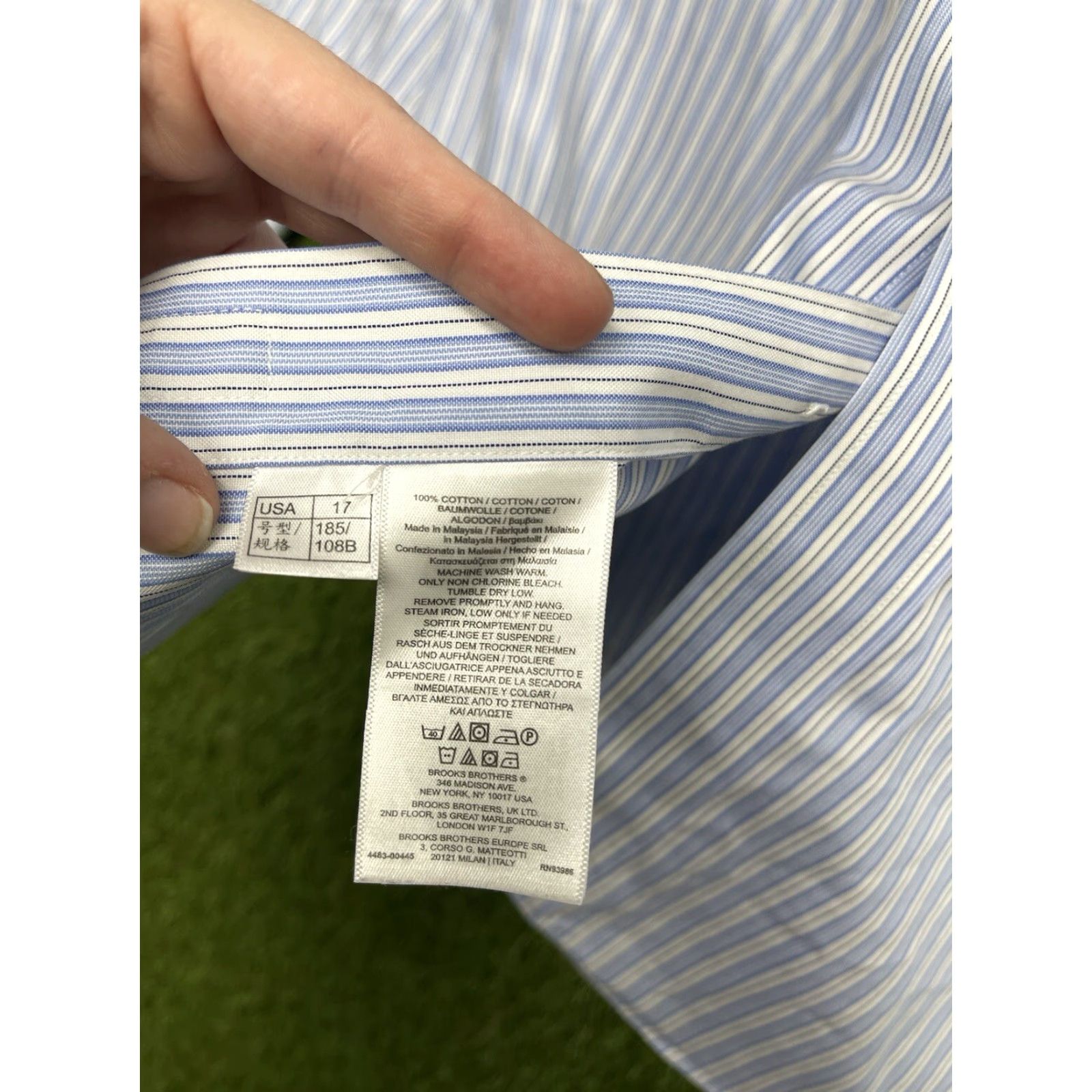Brooks Brothers Brooks Brothers Dress Shirt Mens XL 17 35 Blue Plaid Long Sleeve Button-Up Classic Size 46R - 4 Thumbnail