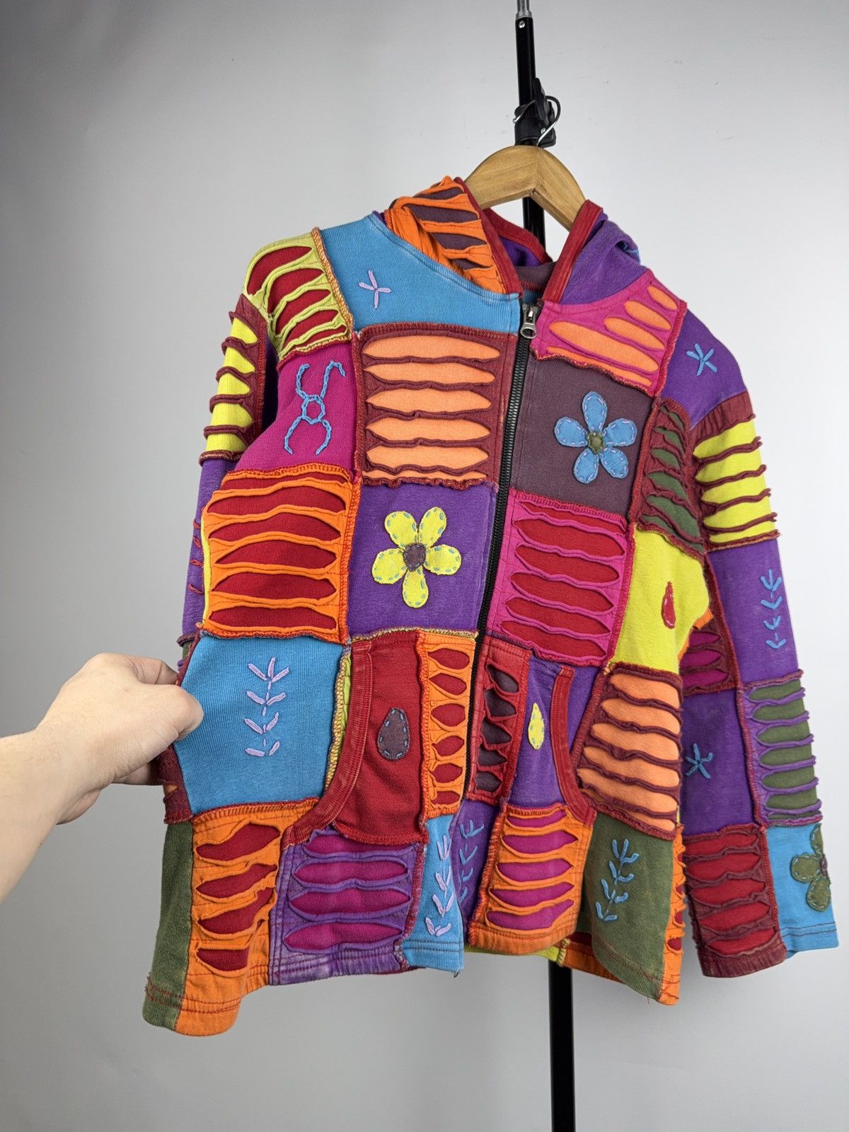 Japanese Brand Retro Nepal Patchwork Hoodie Hippie Boho Distressed Jacket Size S / US 4 / IT 40 - 3 Thumbnail