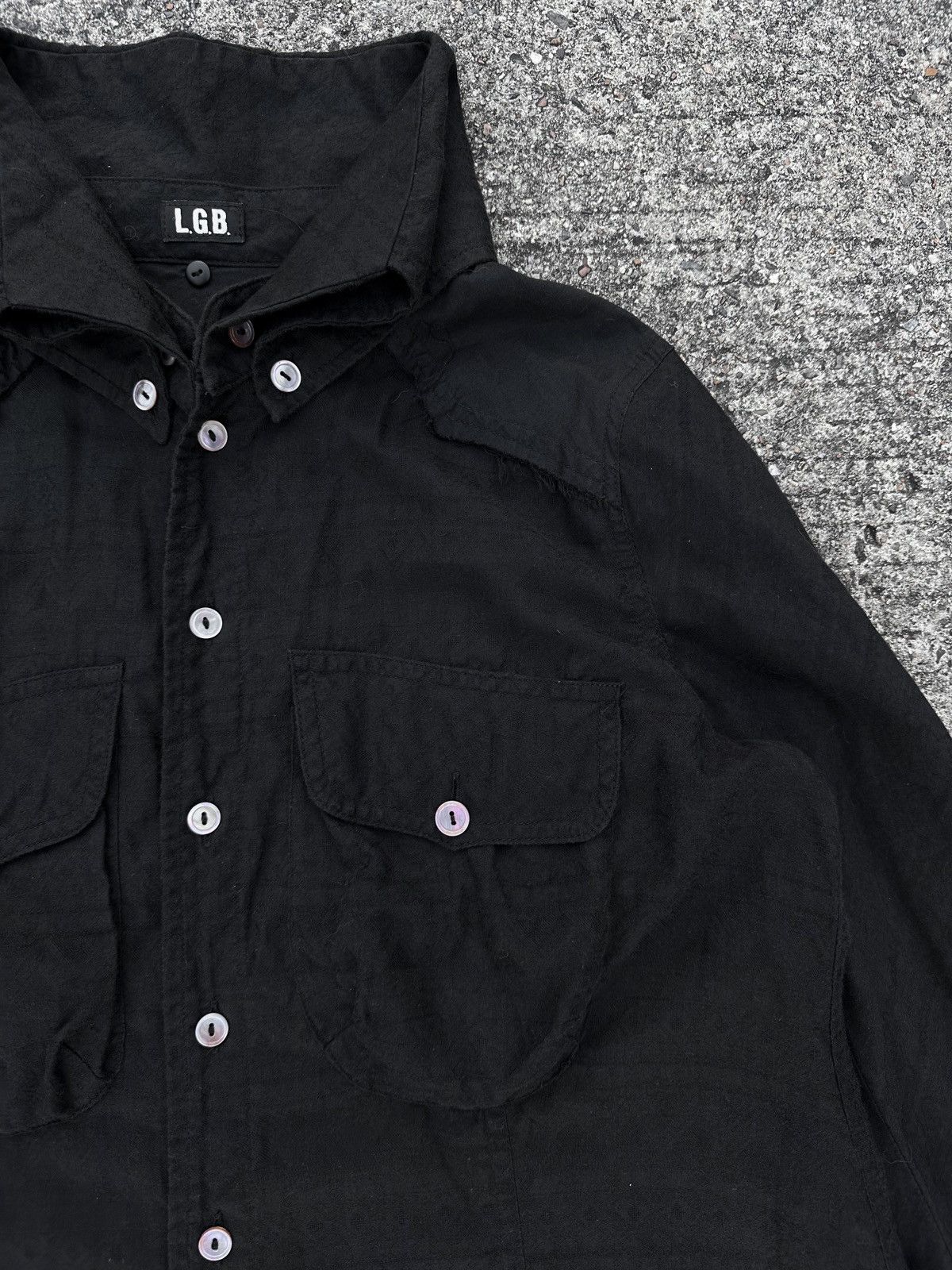 If Six Was Nine × Le Grande Bleu (L.G.B.) L.G.B. Black Distressed Long Shirt Size US S / EU 44-46 / 1 - 13 Thumbnail