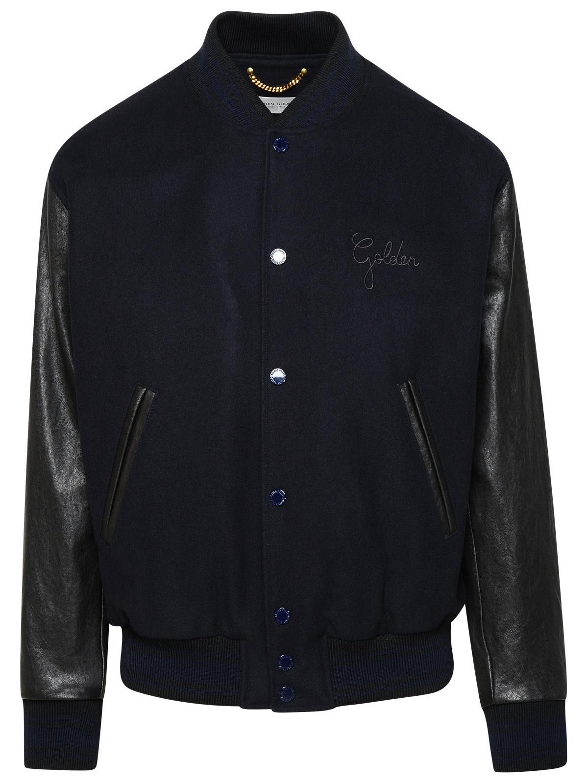 Golden Goose GOLDEN GOOSE Bomber Jacket In Blue And Black Virgin Wool Blend Size US XL / EU 56 / 4 - 1 Thumbnail