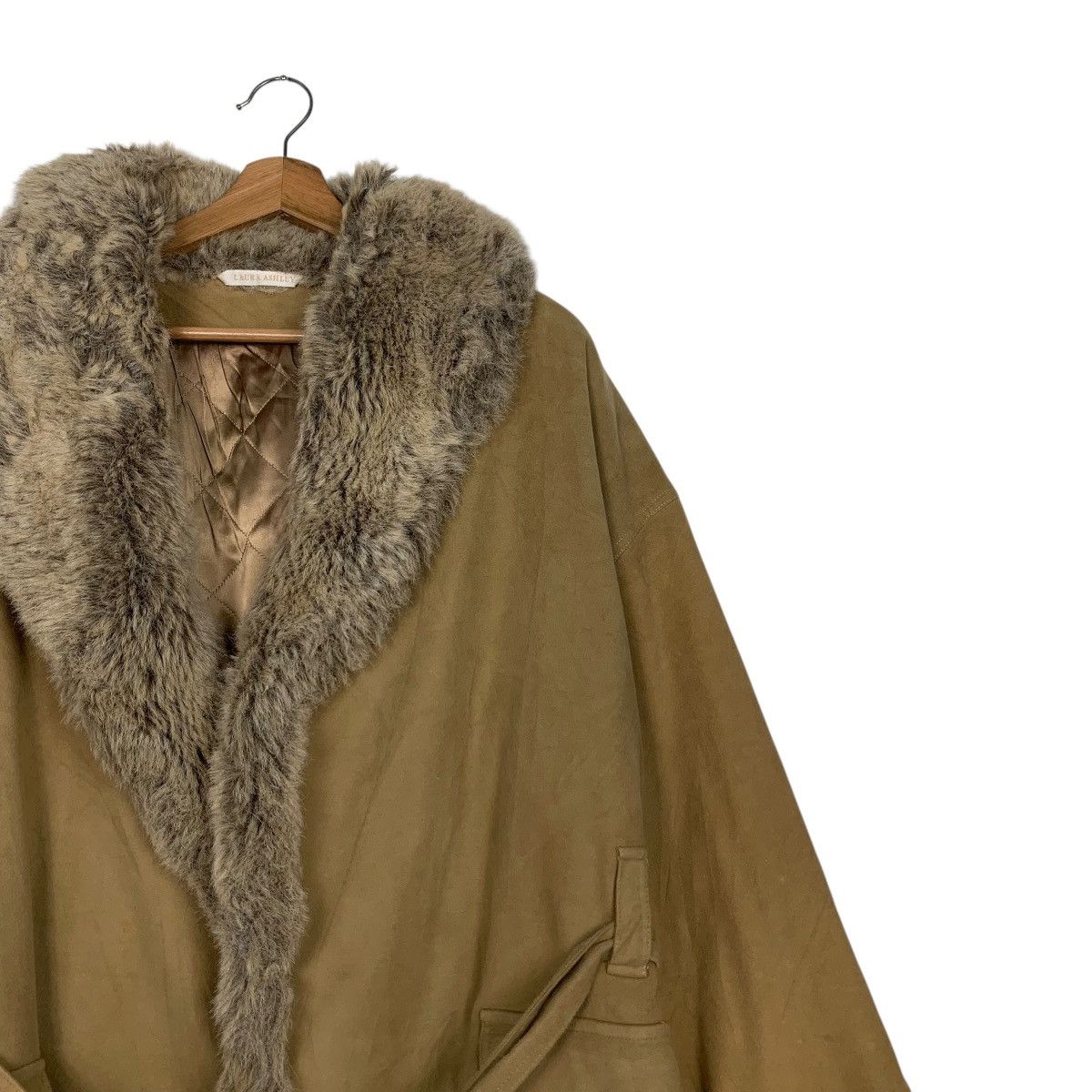 Laura Ashley LAURA ASHLEY Faux Fur Lining Belted Cotton Coat #2671-C120 Size S / US 4 / IT 40 - 4 Thumbnail