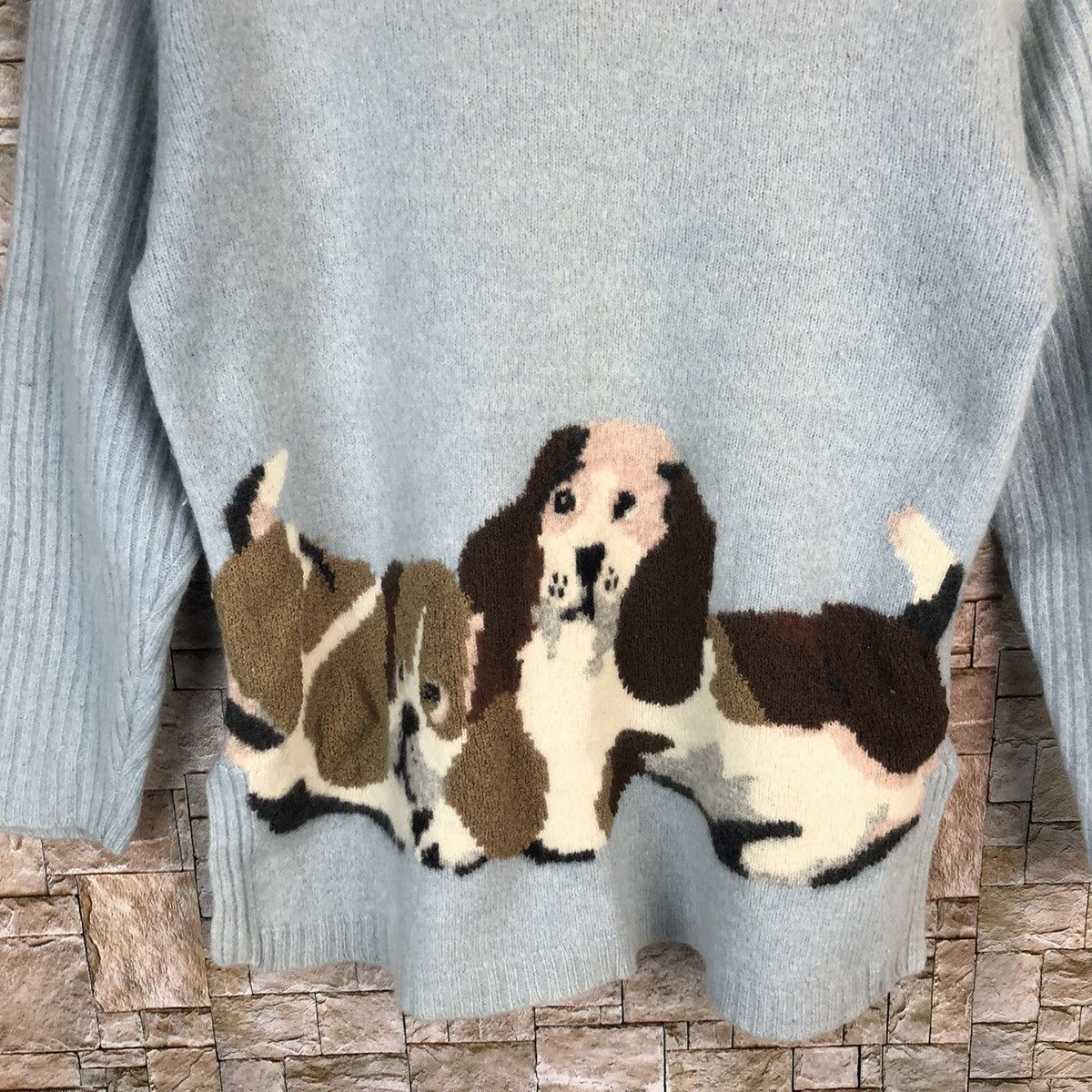 Homespun Knitwear × Japanese Brand Cadornafiore puppy dog Blue vintage Knitwear #A1064 Size XS / US 0-2 / IT 36-38 - 9 Thumbnail