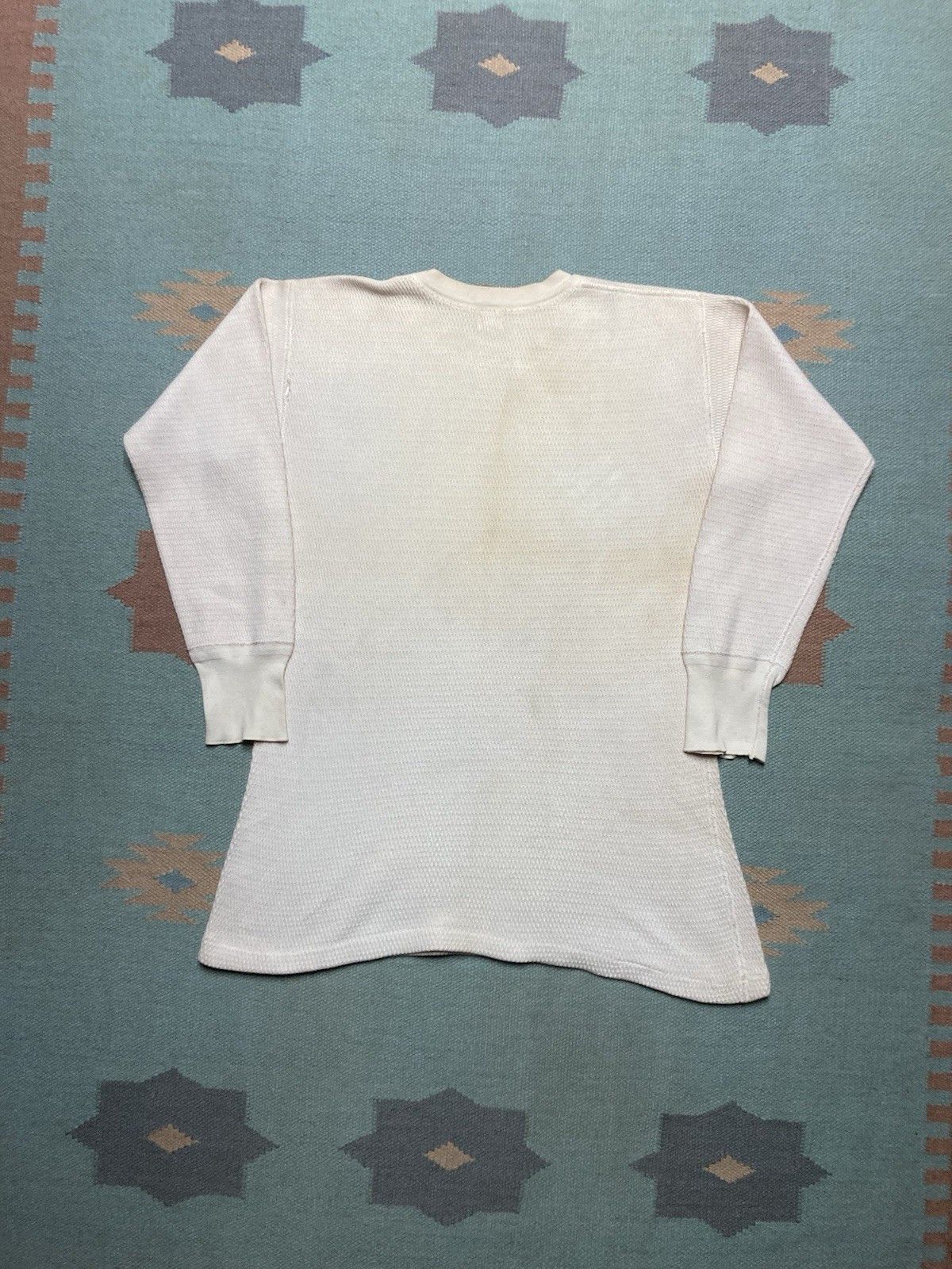 Vintage 1950s waffle knit thermal shirt sears cotton blank base XL Size US XL / EU 56 / 4 - 5 Thumbnail