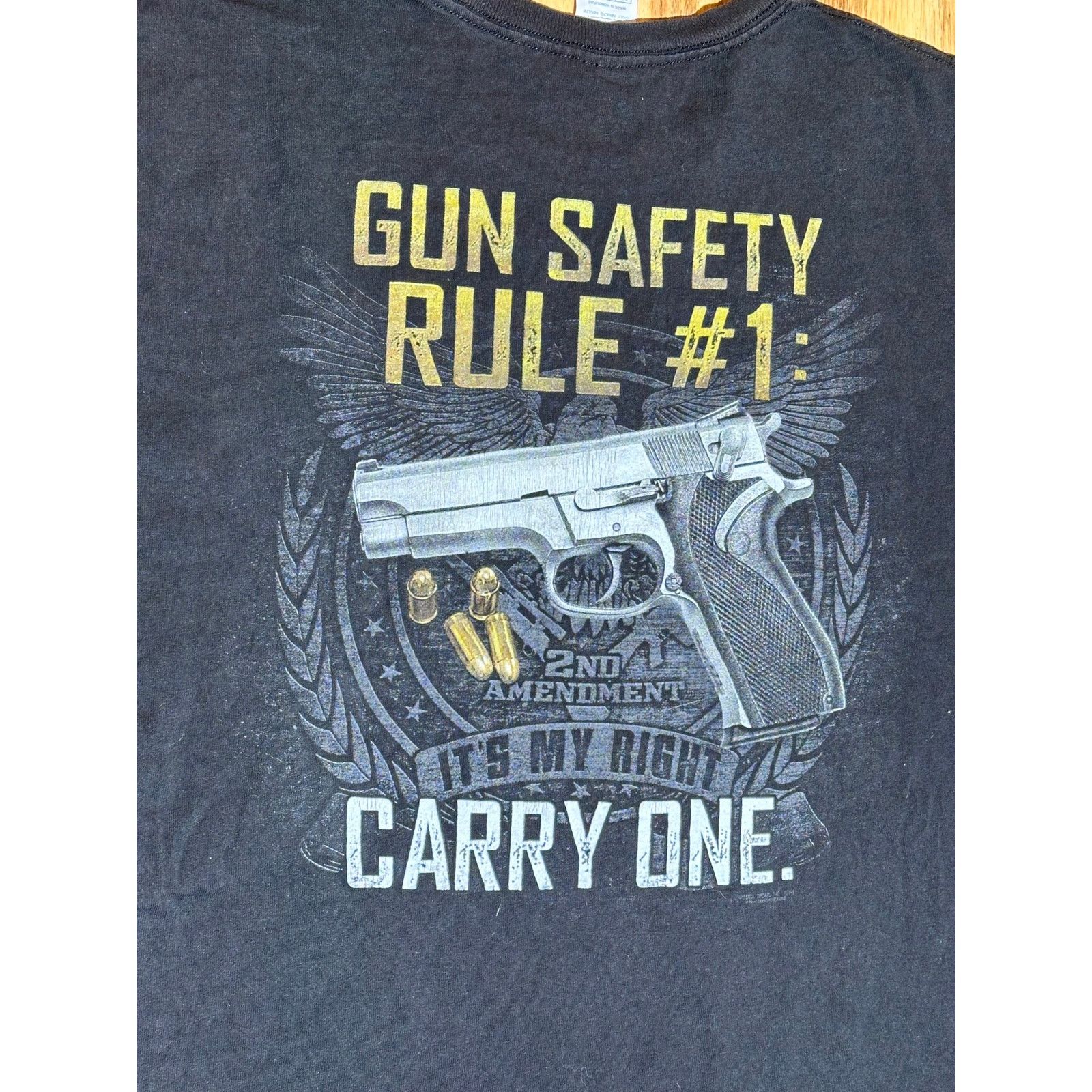 Fruit Of The Loom Buck Wear Gun Safety Rule 1 carry one 3XL Tshirt Size US XXL / EU 58 / 5 - 7 Thumbnail