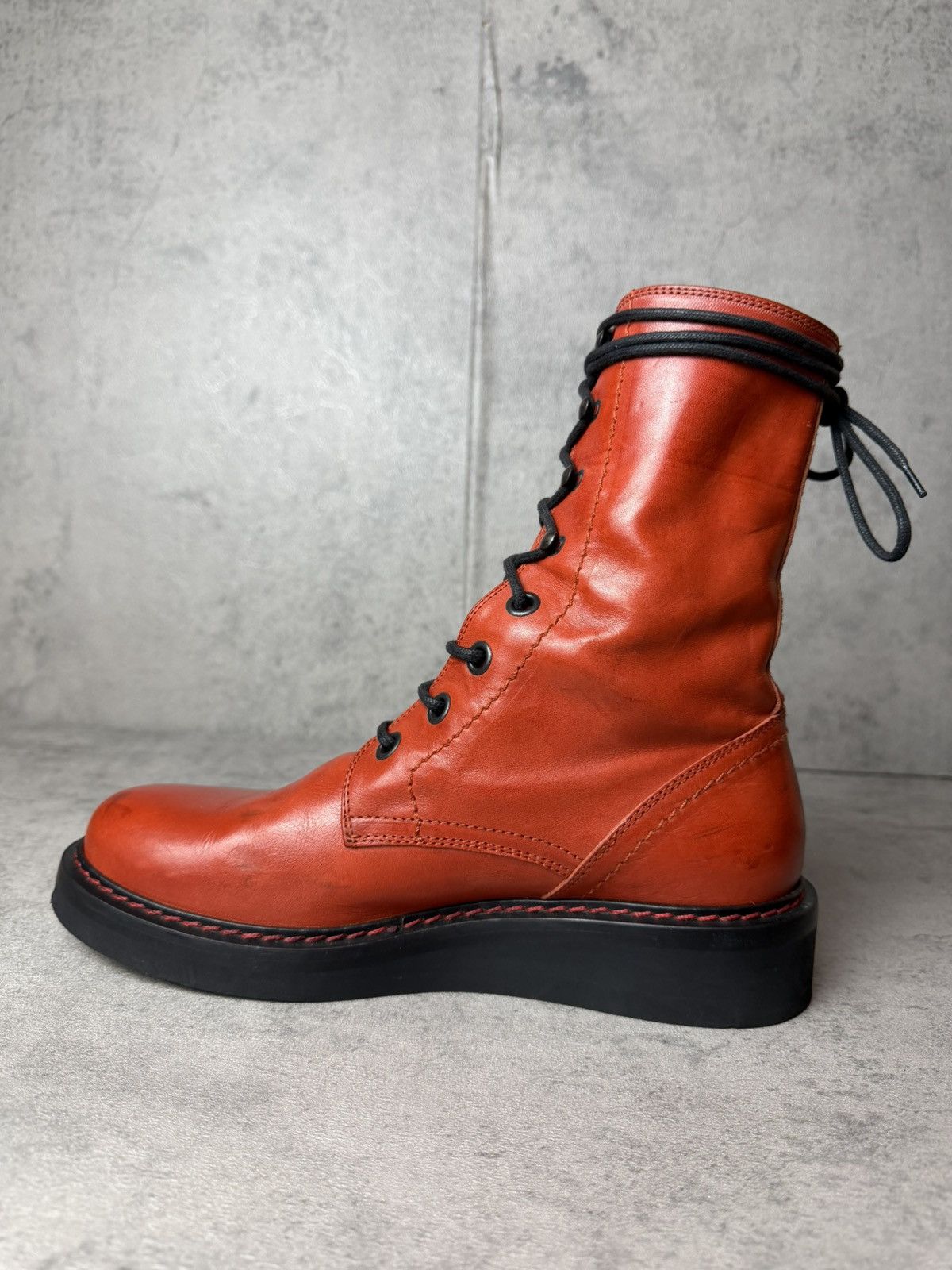 Ann Demeulemeester ANN DEMEULEMEESTER - OXBLOOD COMBAT BOOTS Size US 8 / IT 38 - 5 Thumbnail