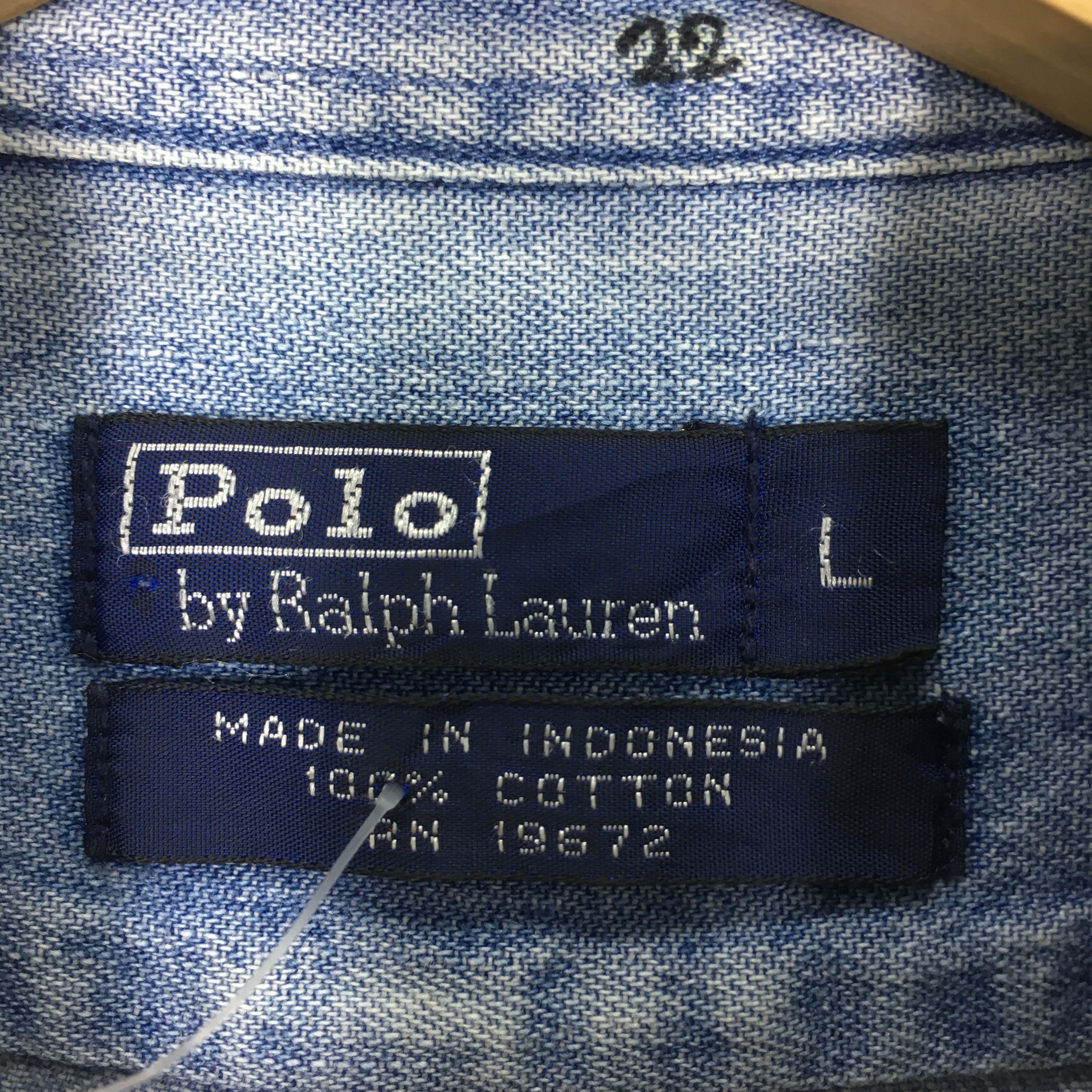 Polo Ralph Lauren Vintage Polo Ralph Lauren Denim Shirt Polo Small Pony Jean Size US L / EU 52-54 / 3 - 13 Thumbnail