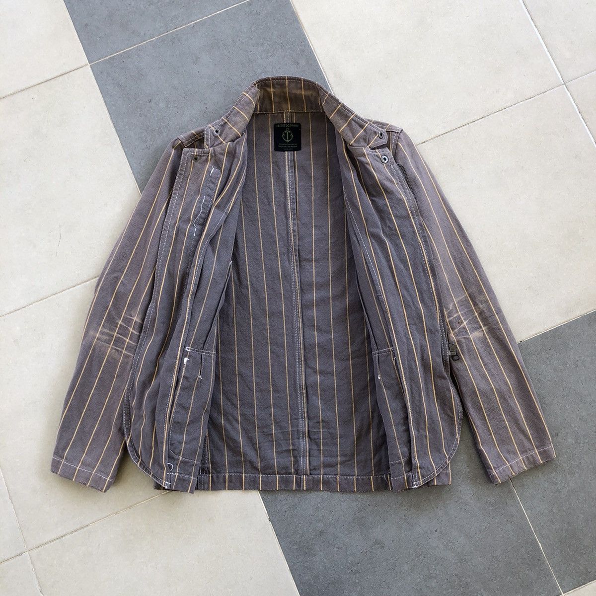Japanese Brand 291295 HOMME Stripe Cotton Jacket Size US S / EU 44-46 / 1 - 2 Thumbnail