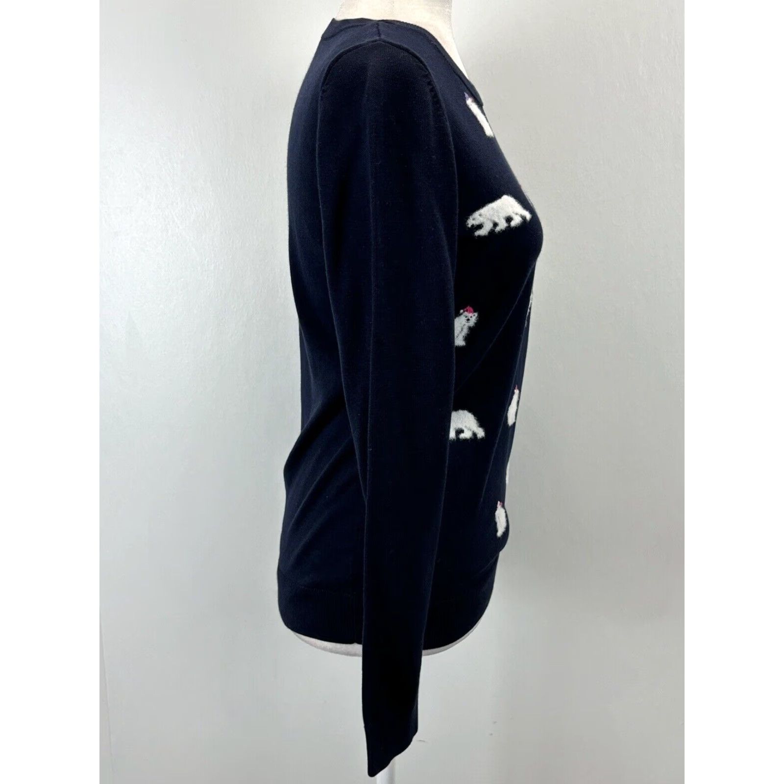 Talbots Talbots Women's Navy Blue Fine Knit Polar Bear Sweater XS Crew Neck Pullover Size XS / US 0-2 / IT 36-38 - 4 Thumbnail