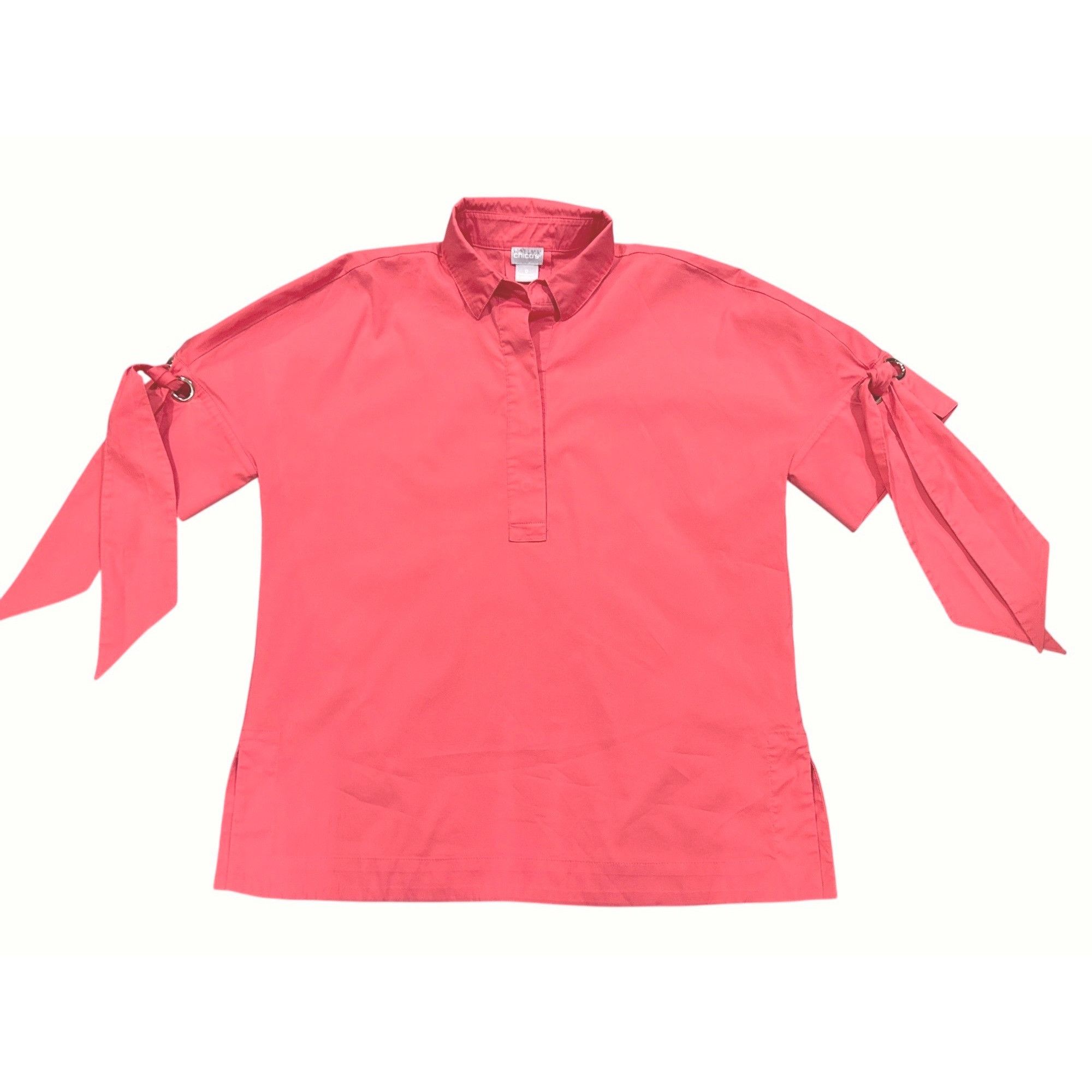 Chicos Chicos Poplin Bow and Grommet Detail Tunic Size S / US 4 / IT 40 - 10 Thumbnail