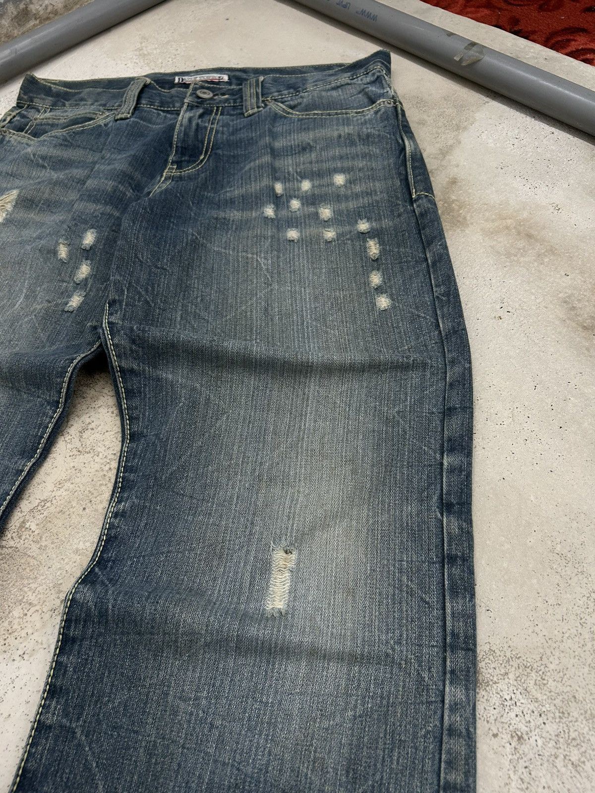 Le Grande Bleu (L.G.B.) Vintage Daily Topics Rainbow Baggy Distressed Washed Whisker Size US 33 - 4 Thumbnail