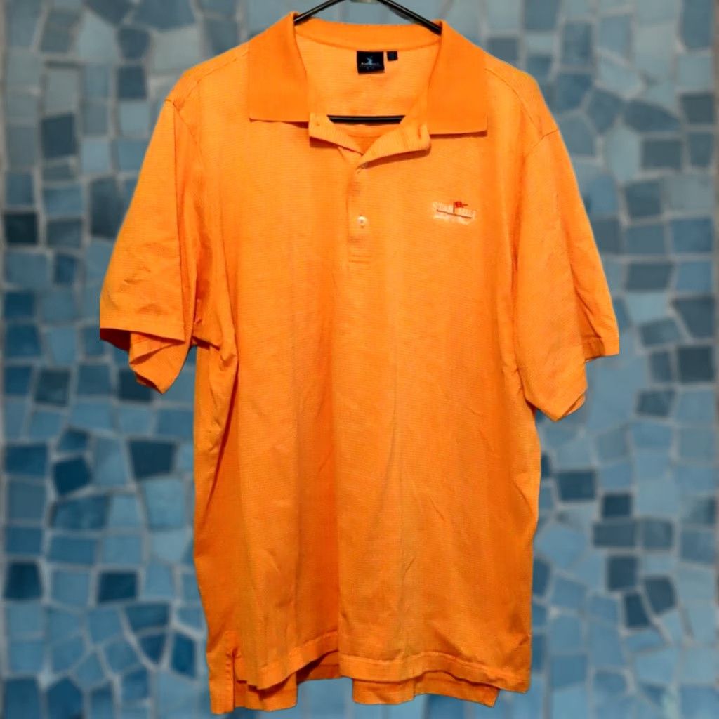 Vintage Fairway & Greene Shirt Mens 2XL Polo Orange Star Hills Golf Club Golf Shirt Polo Mens 2XL Orange Stars Breabable Easy Care Size US XXL / EU 58 / 5 - 1 Thumbnail