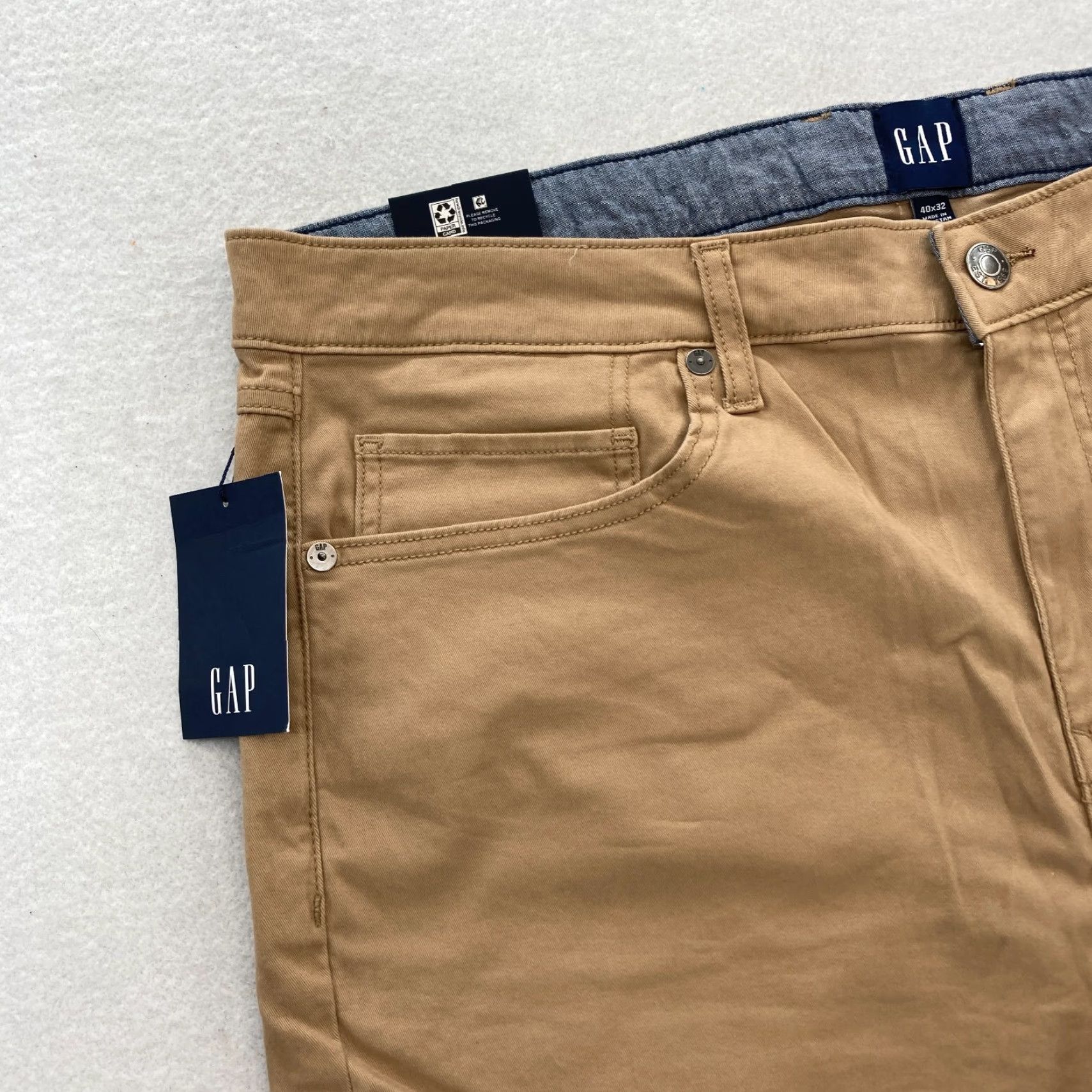 Gap GAP 5 Pocket Pant Mens 40x32 Slim Fit Straight Leg Brown Stretch Twill Chino NWT Size US 40 / EU 56 - 3 Thumbnail