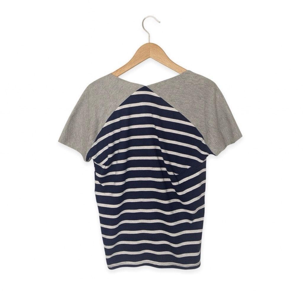 Gap GAP Striped V-Neck Tee Shirt Women’s XS Navy White with Grey Size XS / US 0-2 / IT 36-38 - 3 Thumbnail