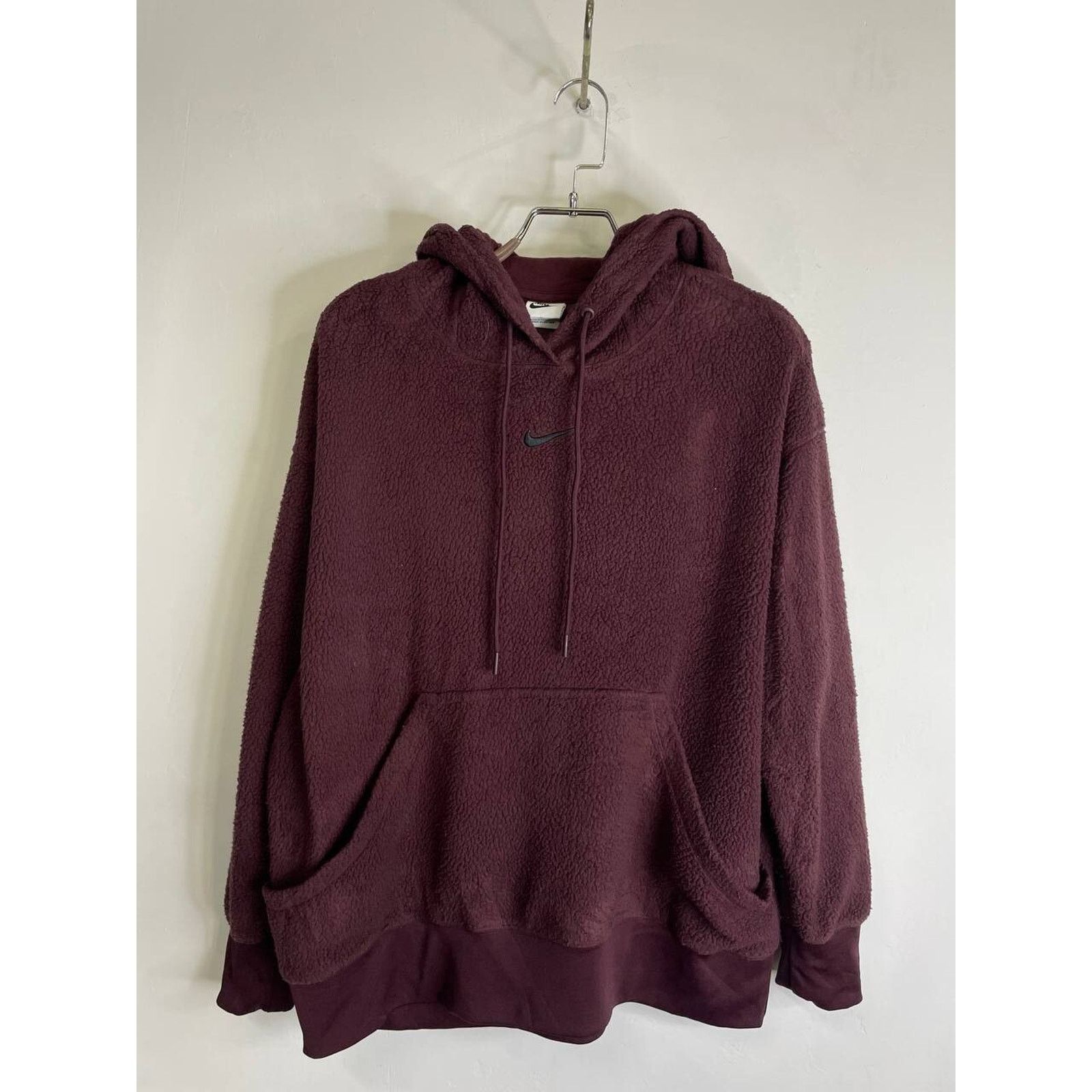 Nike Vintage Nike Maroon Sherpa Fleece Hoodie Pullover Size M Size US M / EU 48-50 / 2 - 1 Thumbnail