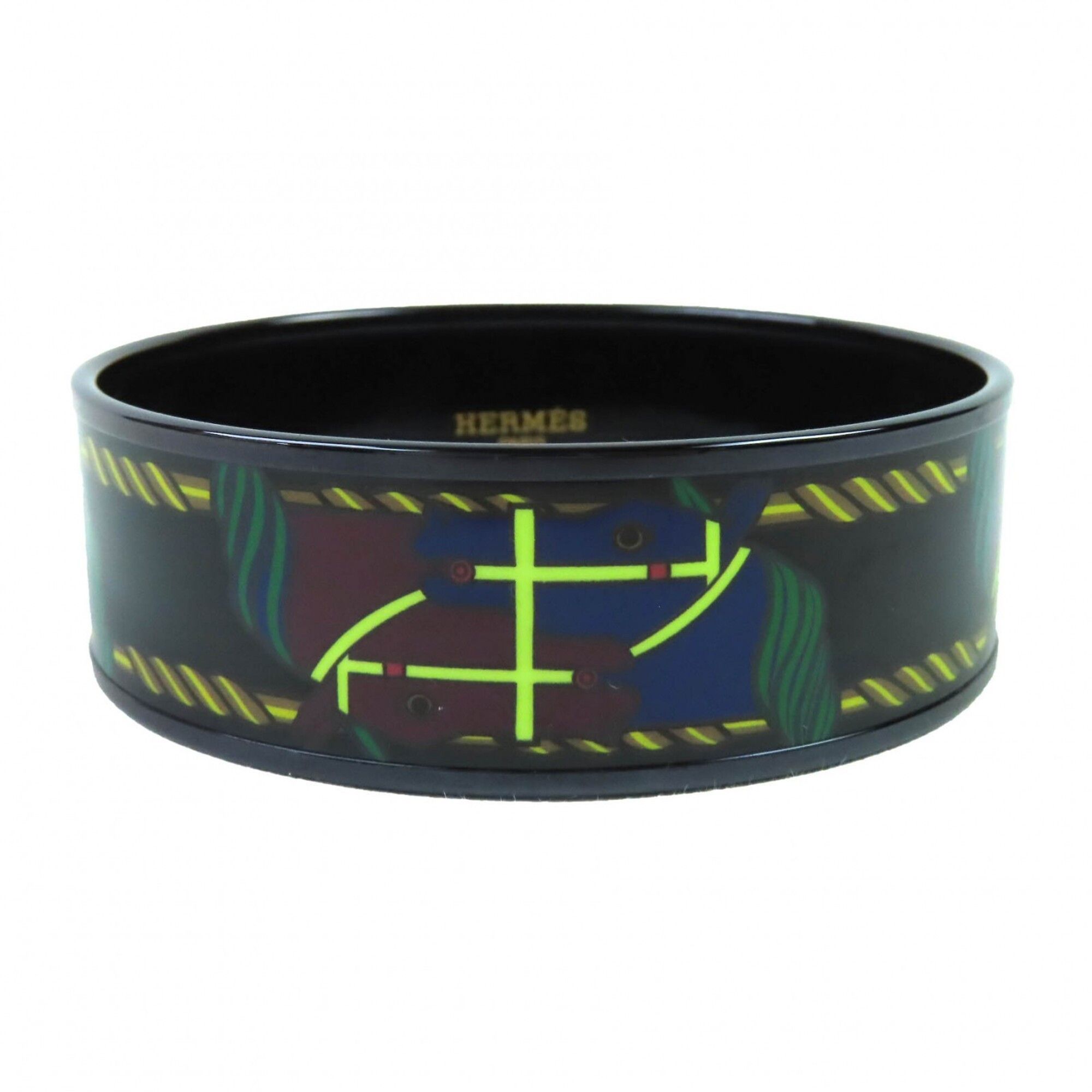 Hermes HERMES Email GM Click HH Bandana Bangle Bracelet, Black/Multicolor, with Dust Bag, Made in France, Women's. Size ONE SIZE - 1 Thumbnail