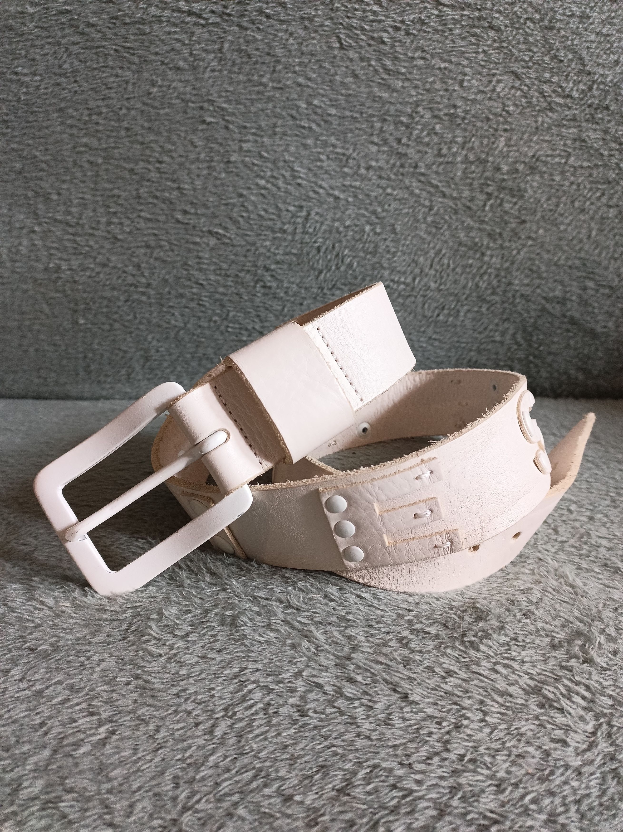 Diesel DIESEL Men's White Belt Leather Studded Size 100 Size 40 - 1 Thumbnail