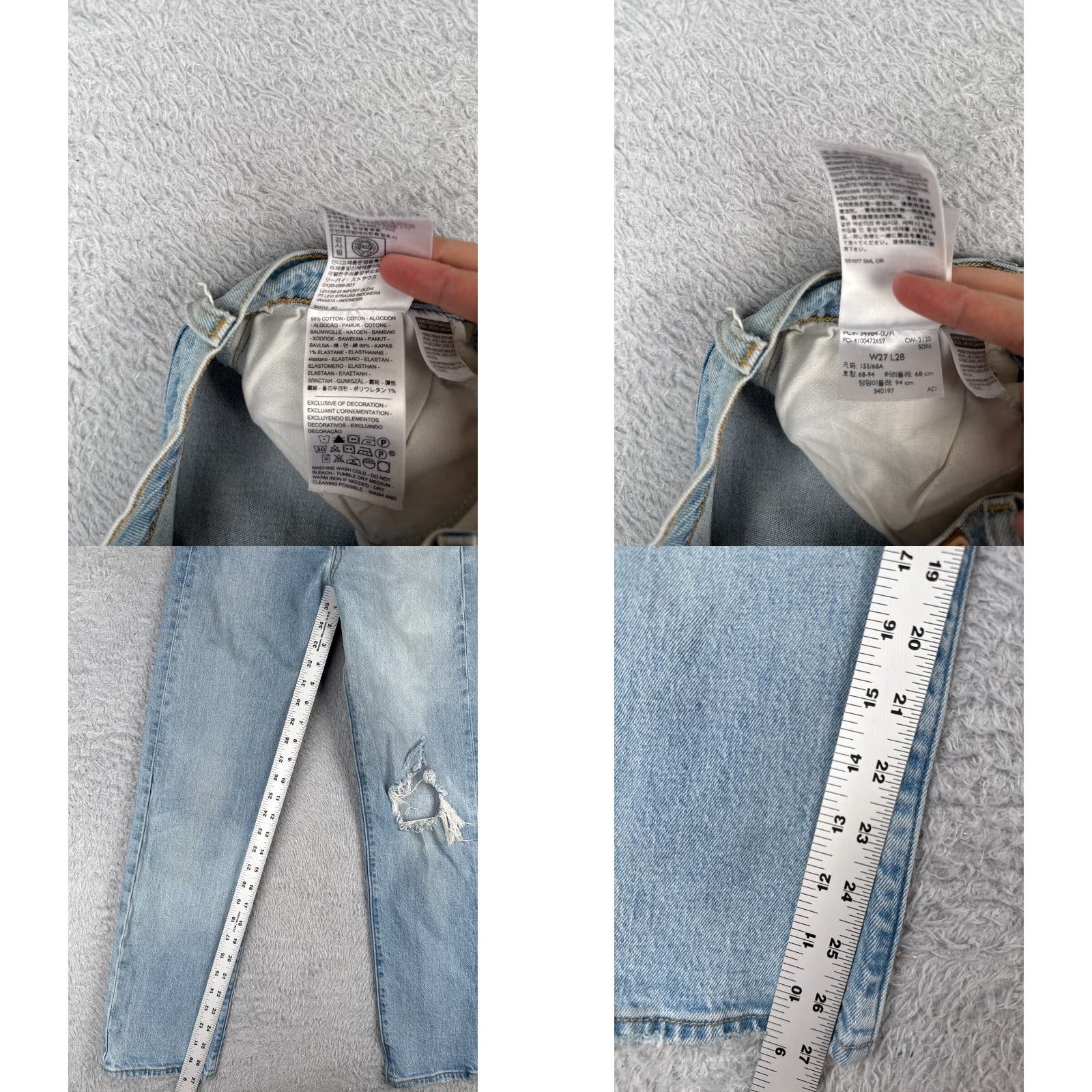 Levi's Levis Premium Jeans Women 27 Blue Denim Big E Wedgie Straight Distressed 27x27 Jeans Women Size 27" / US 4 / IT 40 - 8 Thumbnail