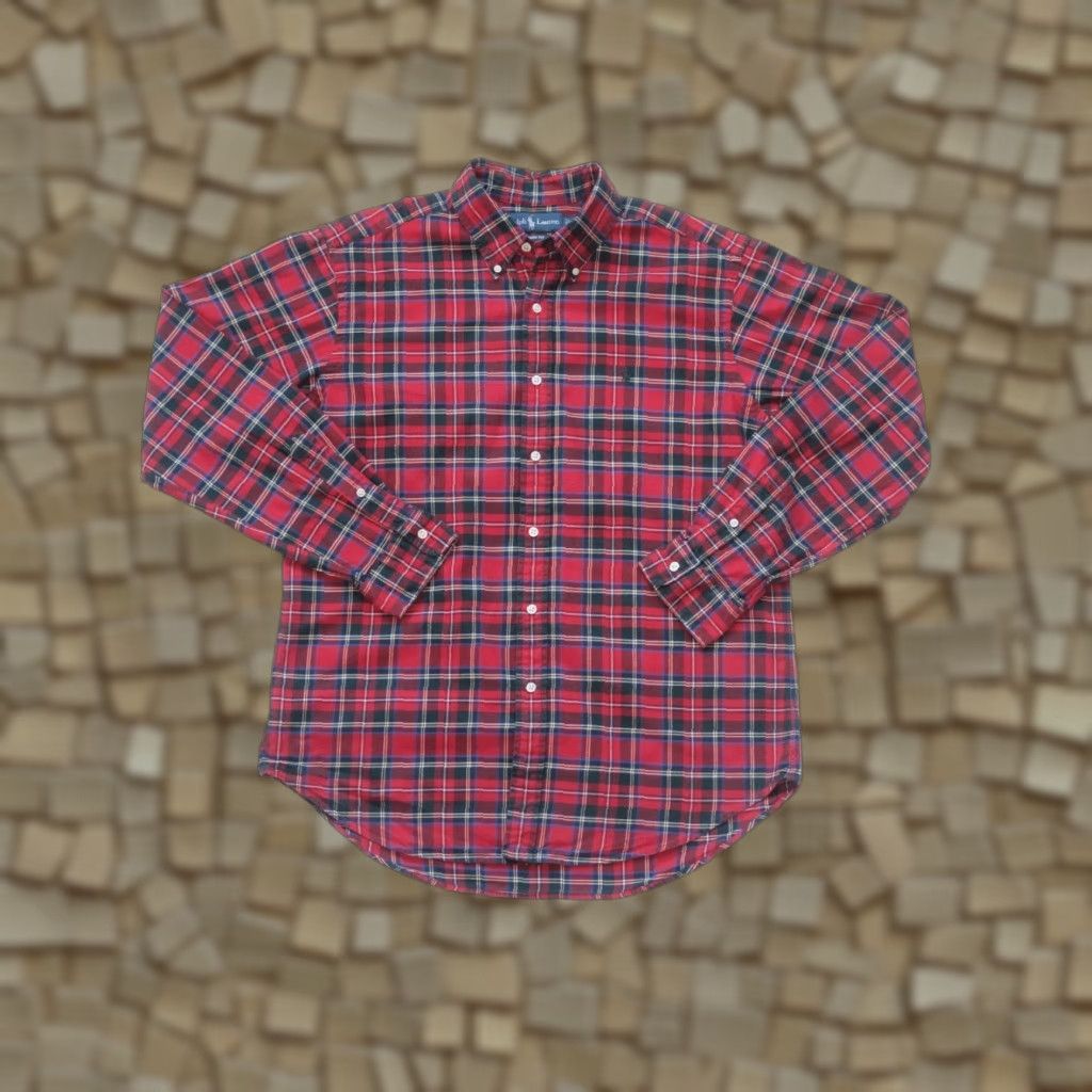 Ralph Lauren RALPH LAUREN CLASSIC FIT 100% COTTON PLAID RED BUTTON DOWN SHIRT MEN L Size Size US L / EU 52-54 / 3 - 1 Thumbnail